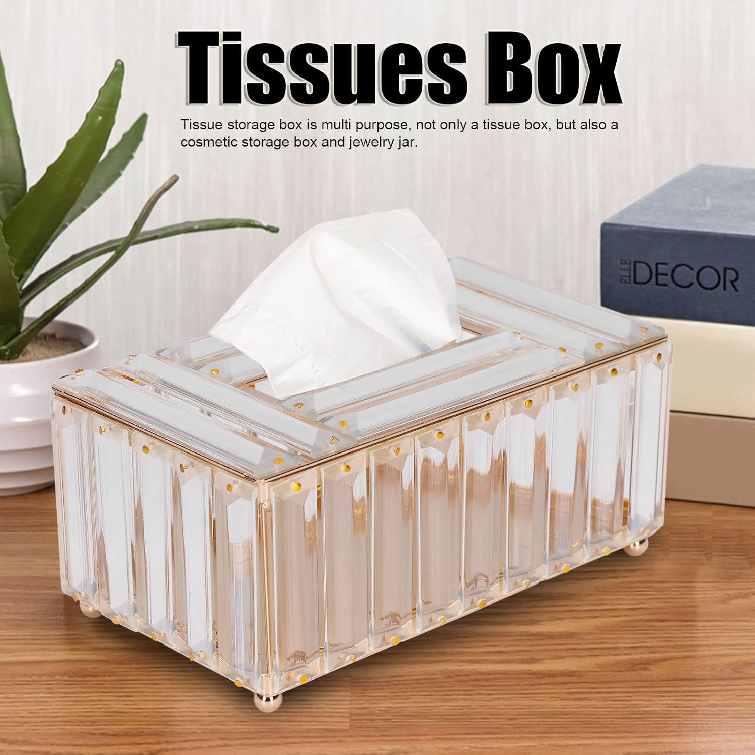 Zerodis Caja de almacenamiento de pañuelos, soporte de pañuelos exquisito exterior multiusos para mesa de oficina para mesa (dorado)