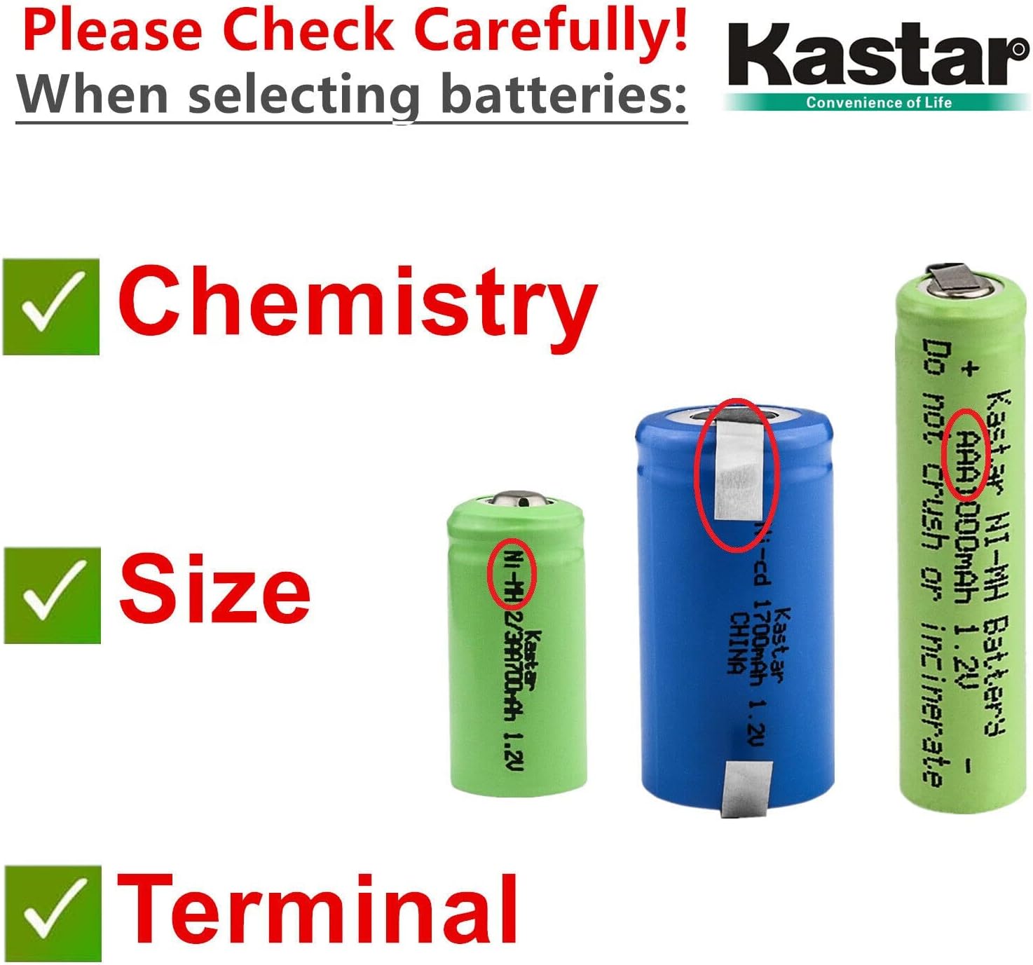 Kastar Paquete de 5 baterías Ni-MH de 1.2 V 2200 MAh compatibles con Braun 6550 7497 7540 7546 7640 7650 7790 8970 8975 8985 8986 8987 8990 8991