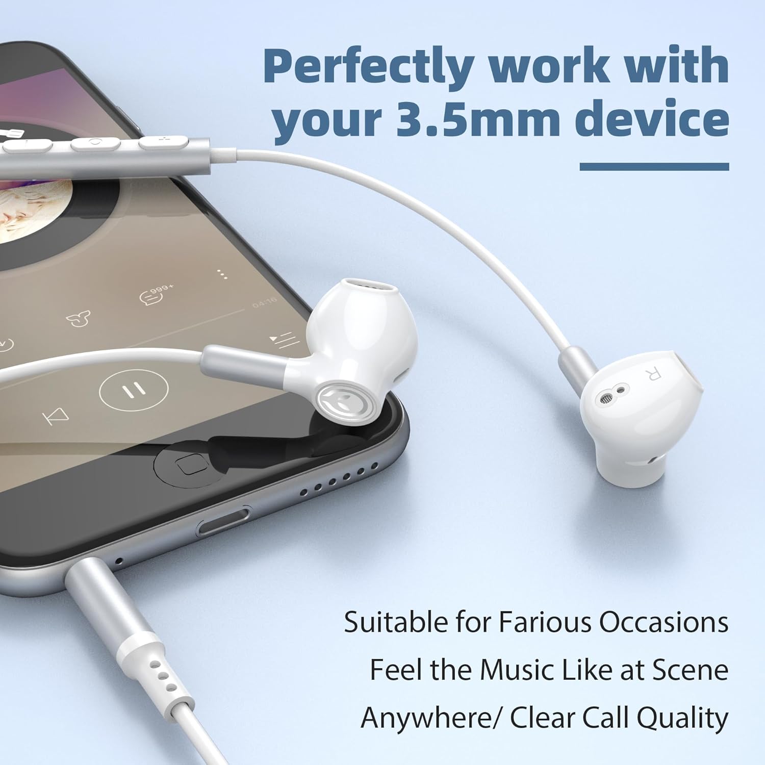 BENEWY Auriculares ME910, auriculares con cable con micrófono, auriculares intrauditivos de aislamiento de ruido y control de volumen, auriculares