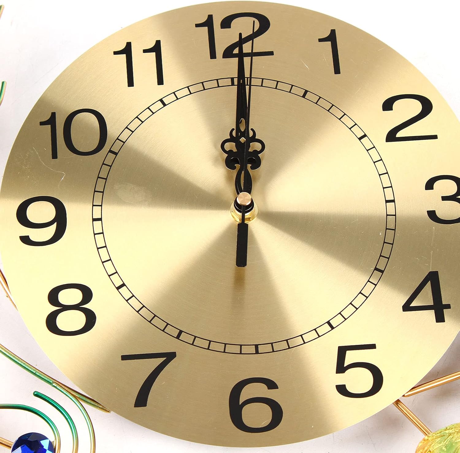 Large Peacock Wall Clock, 27.5 inch Luxury Peacock Clocks Silent Movement Wrought Iron and Metal Dial 3D Silent Wall Clocks Battery Operated Large