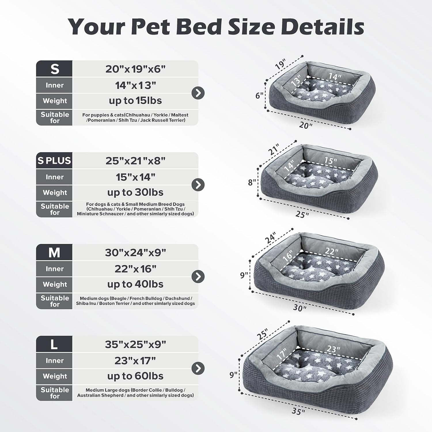 SIWA MARY Camas para perros pequeños y gatos, sofá cama lavable para perros con lados anchos, diseño de patrón de pentagrama, cama duradera para