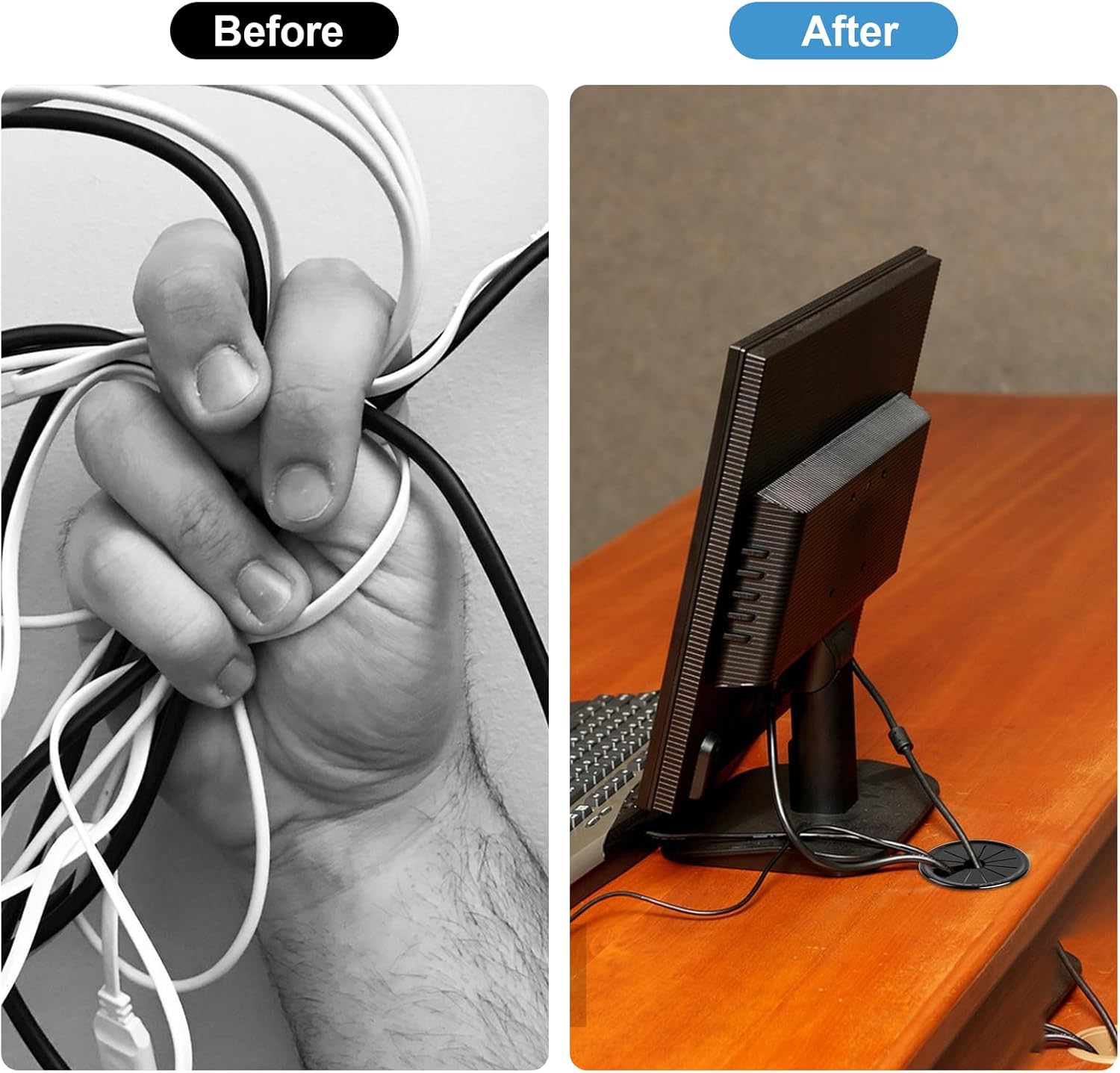 10 ojales de goma, ojales de goma de 1-12 pulgadas para cableado, fundas para agujeros de cables de escritorio en forma de pétalo, ojales