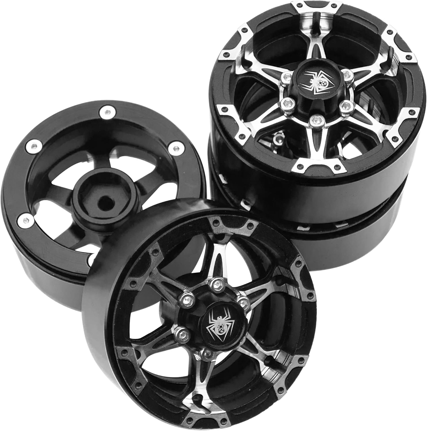 Paquete de 4 ruedas Vgoohobby de metal Beadlock de 1.9, juego de llantas de 6 radios compatibles con Traxxas TRX4 Axial SCX10 AXI03007 Tamiya CC01
