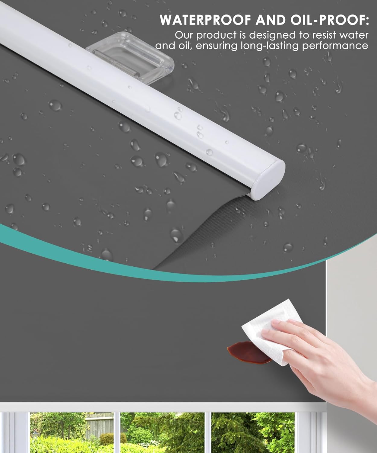 BlinDecor Persianas enrollables opacas para ventanas, 35 x 72 pulgadas, para dormitorio interior, persianas enrollables sin cordón con protección UV