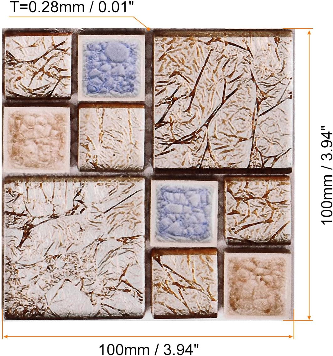 uxcell Azulejos autoadhesivos, 25 unidades de 3.94 x 3.94 pulgadas, impermeables, tamaño pequeño, azulejos autoadhesivos, papel tapiz decorativo