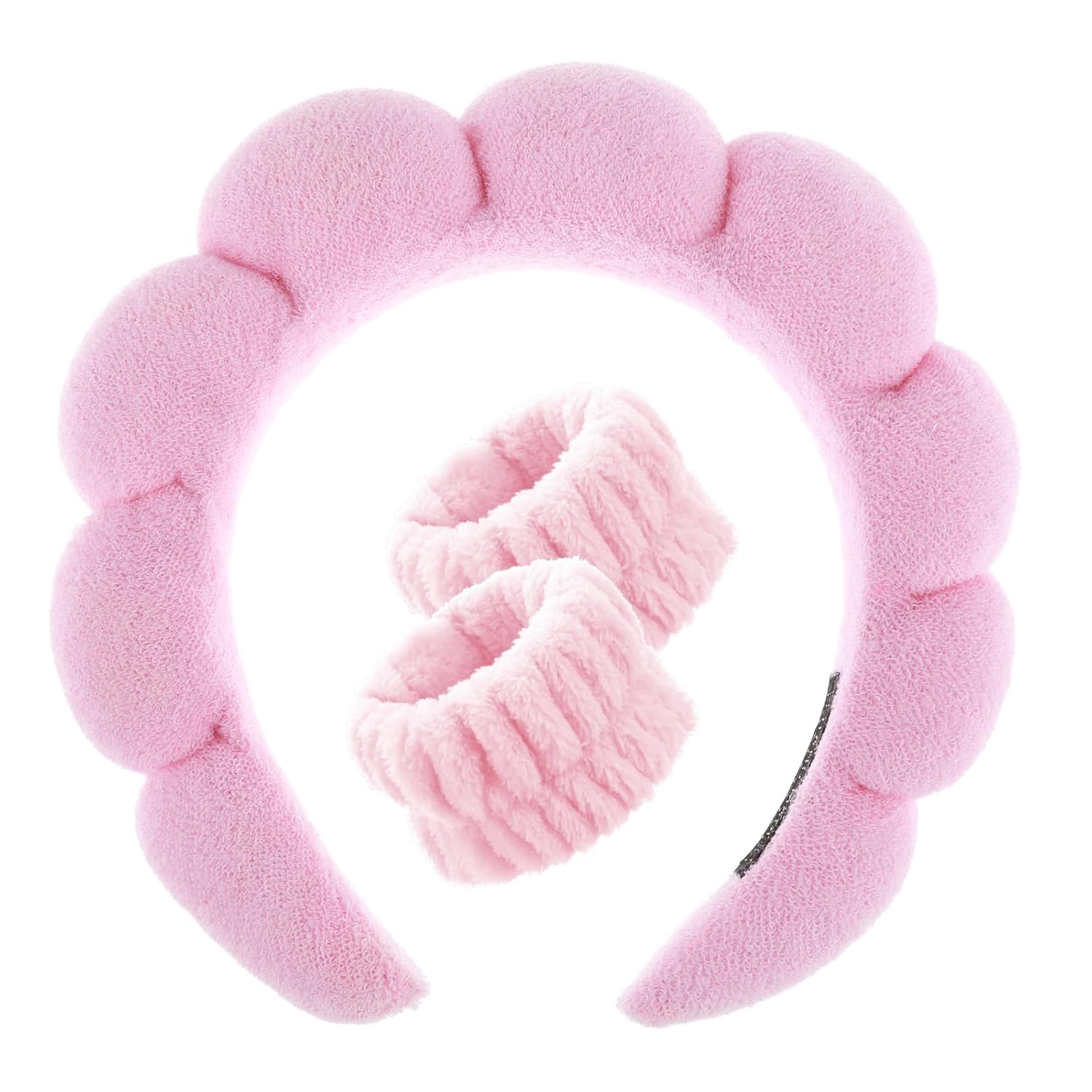 Juego de muñequeras de spa para mujer, para el cuidado de la piel, para el cuidado de la piel, tela de rizo suave con burbujas, acolchadas,