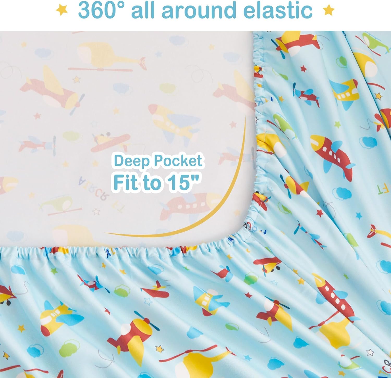 Mooreeke Juego de cama en una bolsa para niños y adolescentes, juego de cama de 5 piezas con estampado de aviones de tamaño individual con fundas,