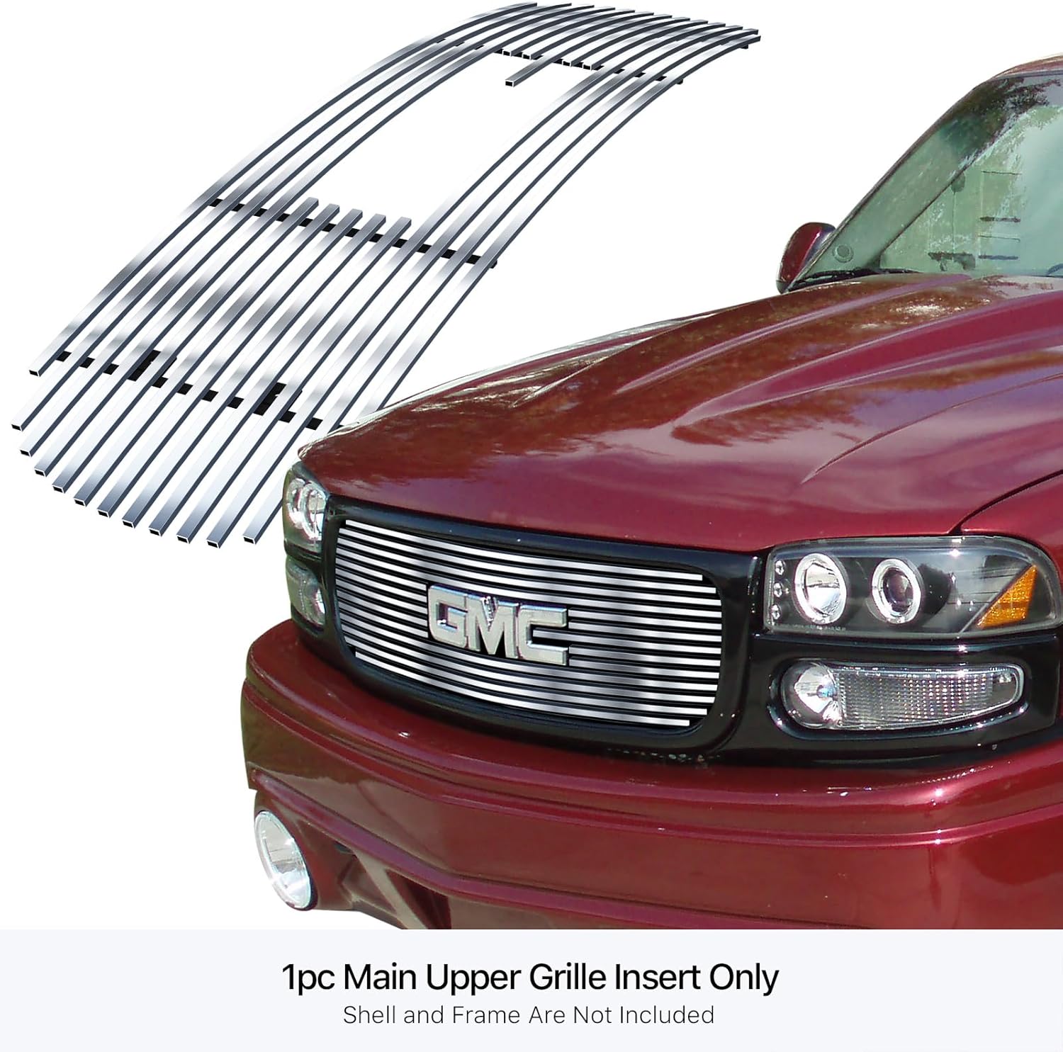 APS Compatible con GMC Sierra 1500HD 2500HD 3500 2001-2002 y Yukon XL 00-06 con logotipo Mostrar logotipo superior superior de acero inoxidable