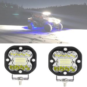 Paquete de 2 luces LED para cápsulas, 3 pulgadas, 66 W, luces LED de conducción con haz combinado de inundación puntual, barras de luz automotriz Paquete de 2 luces LED para cápsulas, 3 pulgadas, 66 W, luces LED de conducción con haz combinado de inundación puntual, barras de luz automotriz