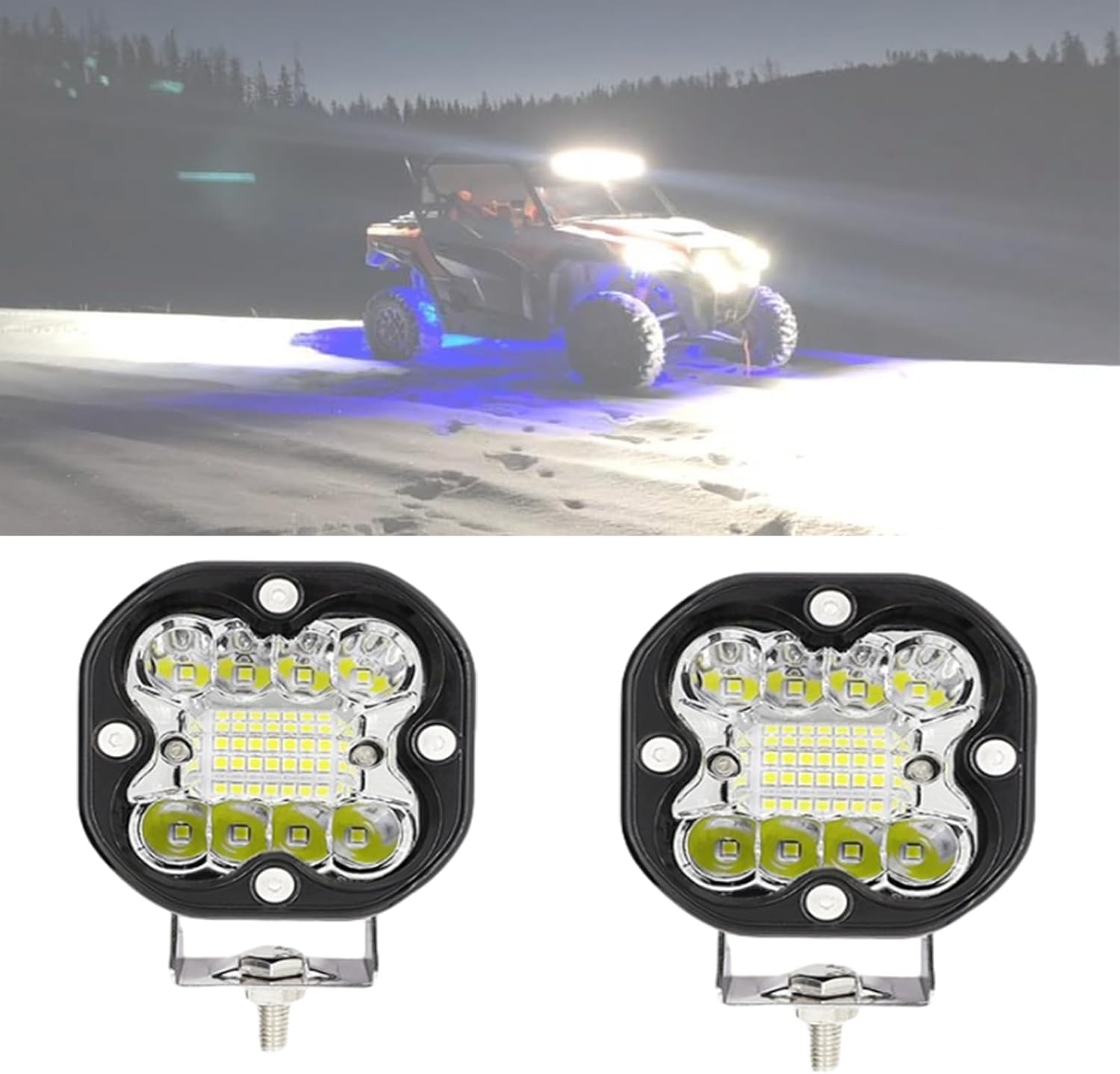 Paquete de 2 luces LED para cápsulas, 3 pulgadas, 66 W, luces LED de conducción con haz combinado de inundación puntual, barras de luz automotriz