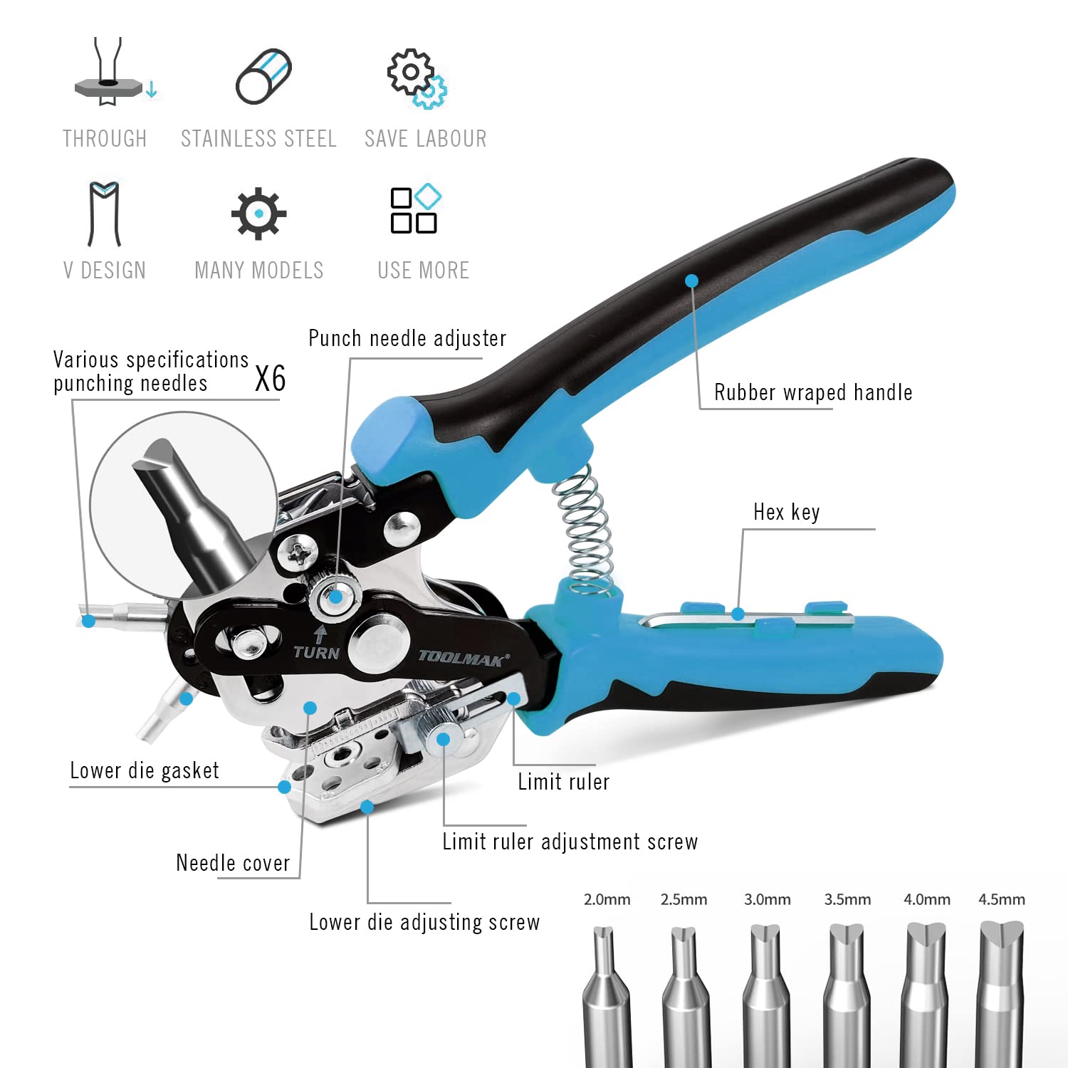 Perforadora de cuero multifunción, muy fácil de obtener agujeros perfectos para cuero y cinturón, plástico, regalos creativos para los amantes del