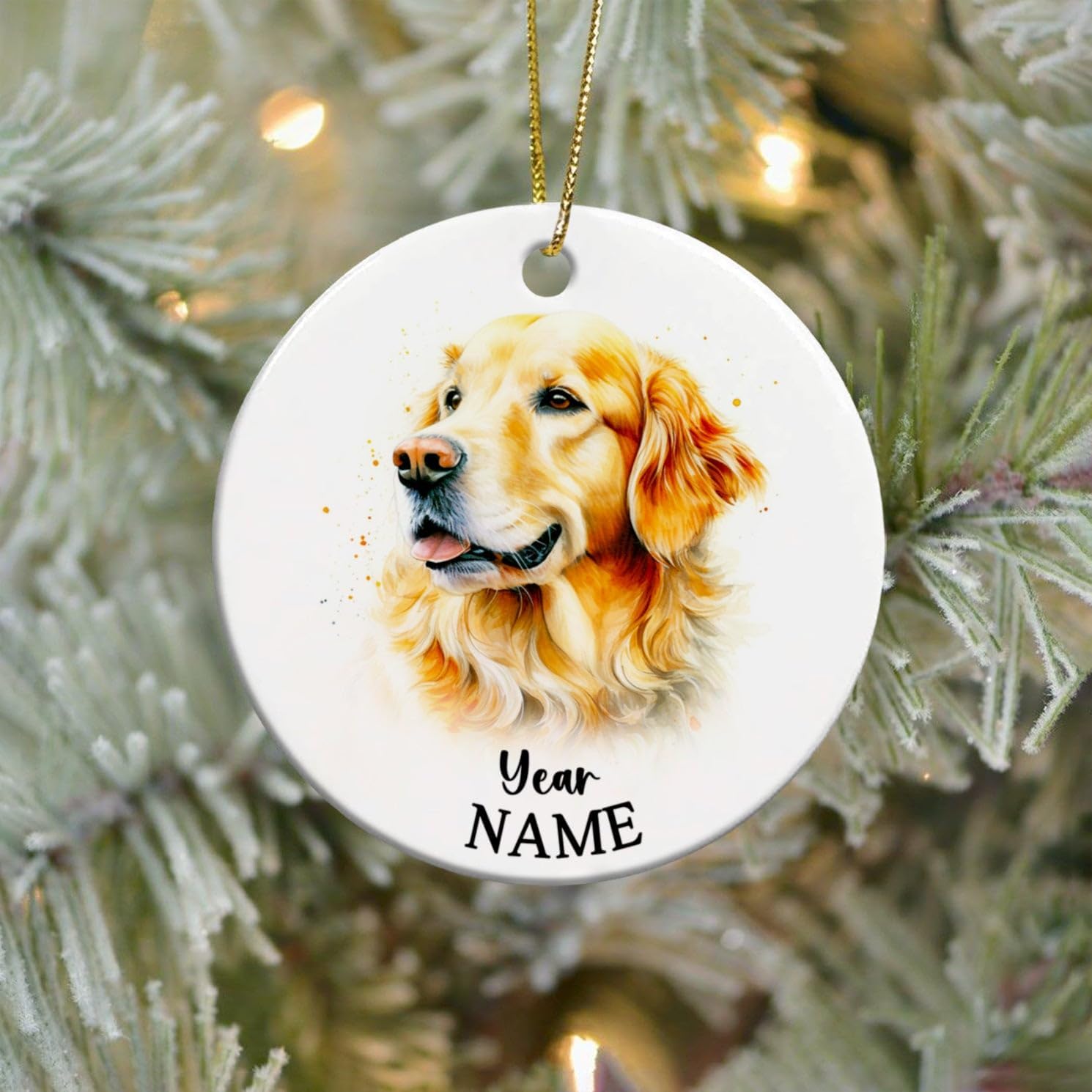 Adorno de cerámica personalizado para perro Golden Retriever, adorno personalizado para árbol de Navidad para perros 2023, adornos de cerámica de