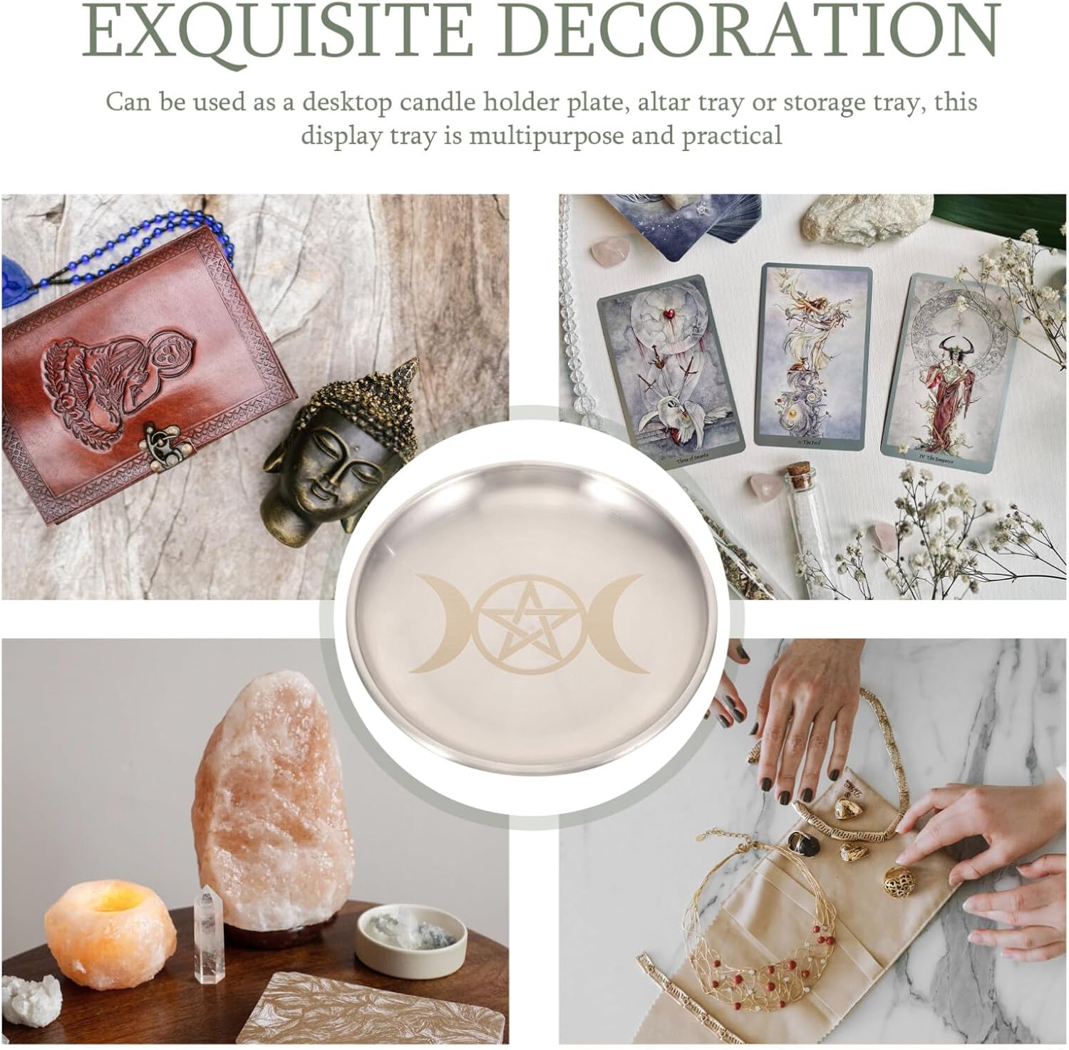 COHEALI Portavelas de placa de altar, quemador de incienso ritual, cuenco de oferta, bandeja decorativa para candelitas, suministros de tarot wicca
