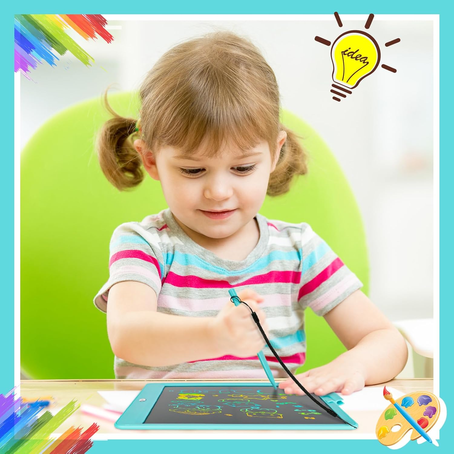 Tableta de escritura LCD para niños, tableta de dibujo electrónica borrable, tablero de graffiti Coloful infantil de 10 pulgadas, aprendizaje