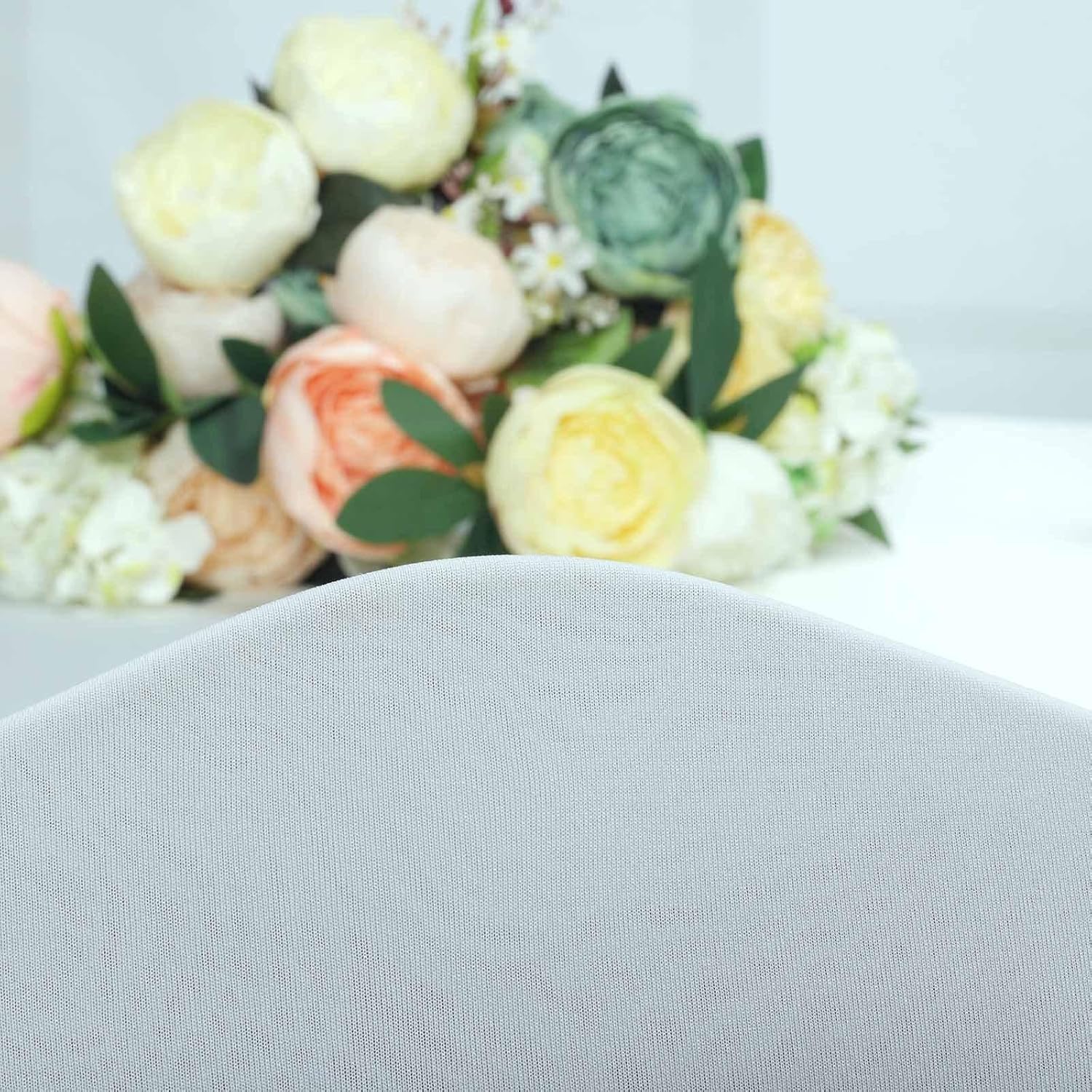 Efavormart – Juego de 40 fundas elásticas para sillas de banquetes de elastano, color blanco con roseta satinada, para banquetes de boda, catering