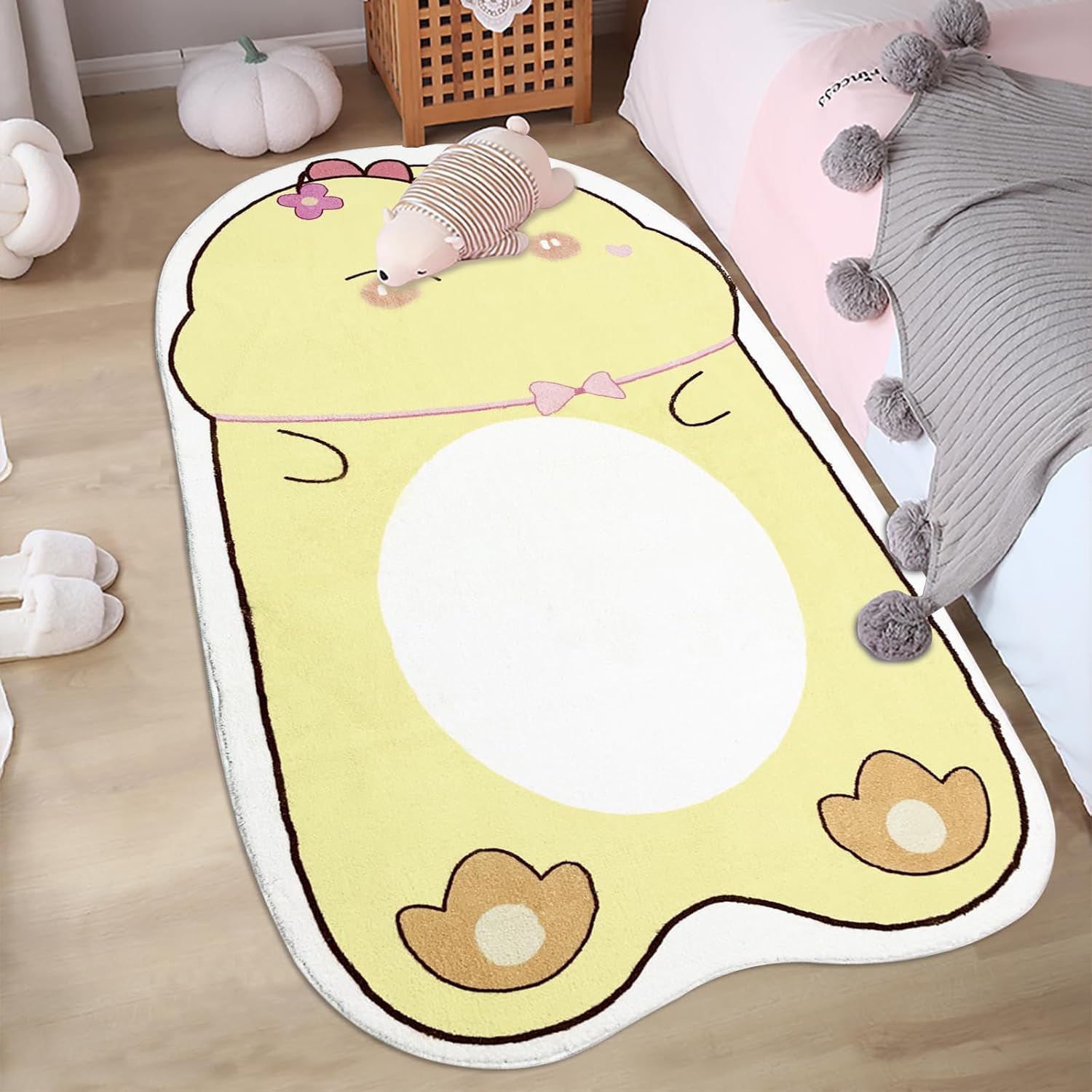 Abeigoi Alfombra para dormitorio de niños, alfombra de baño de pollitos, alfombra de juegos antideslizante para habitación de niños, alfombra de