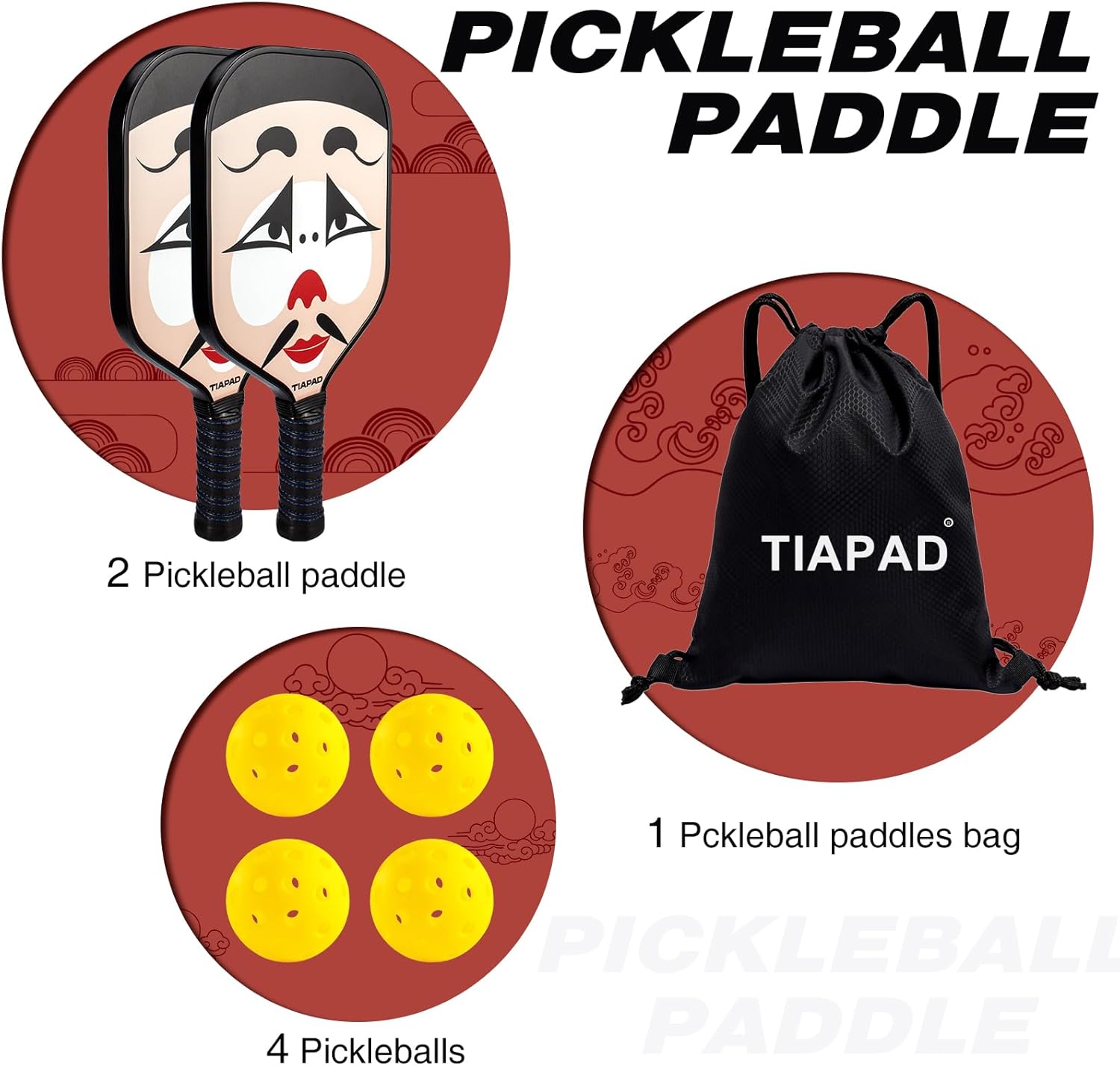 Pickleball Paddles Set of 2, Pickle Ball Rackets 2 Pack,Carbon Fiber, Lightweight with Carrying Bag for Men Women Beginners Professionals