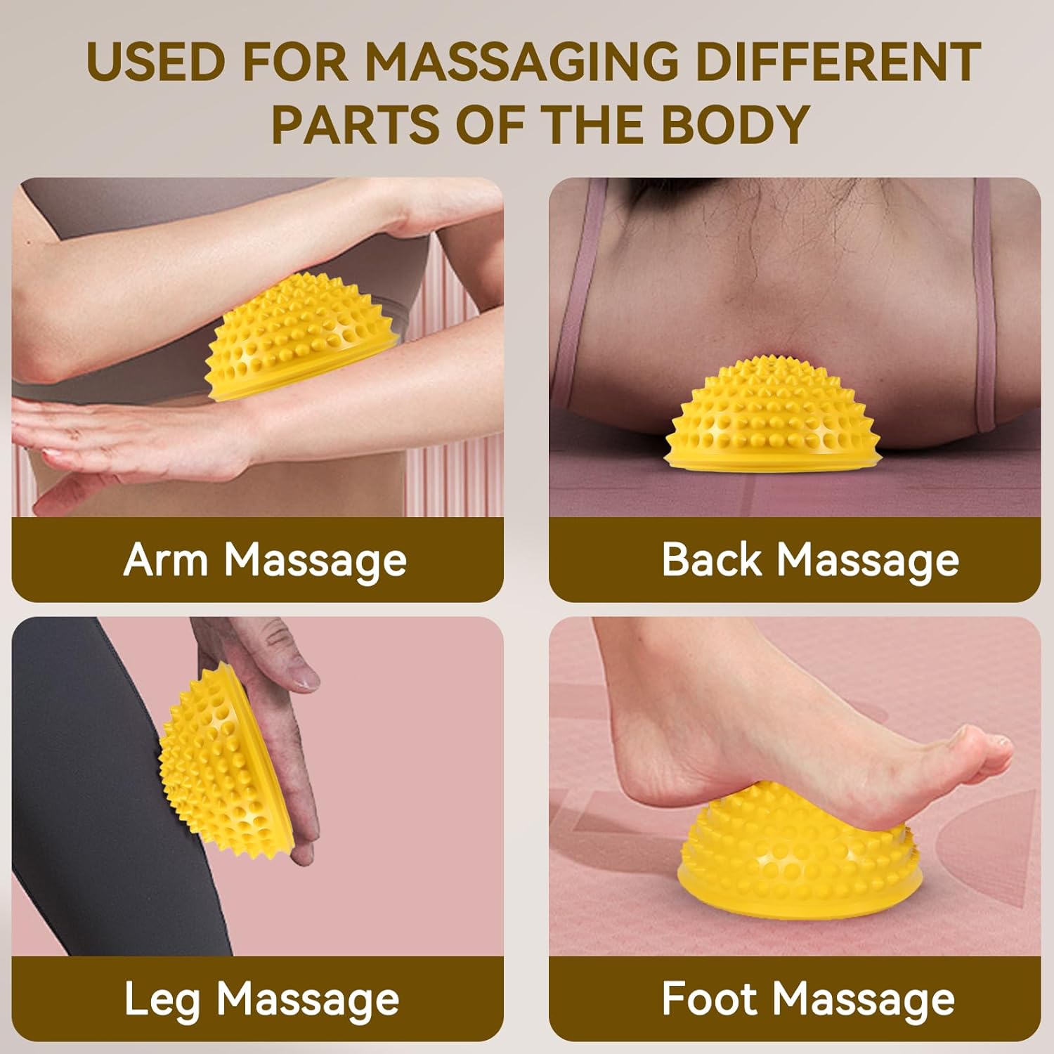 Bola de masaje de pies, semiredonda de PVC con pinchos para pies, cúpula de terapia de equilibrio para yoga, fitness, ejercicio, gimnasio masajeador