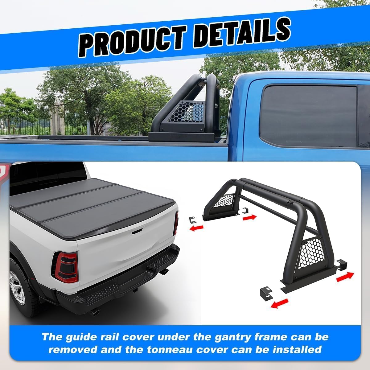 ROXX Barras antivuelco para camionetas universales, barra enrollable Sport Chase Rack para varios tipos de camionetas, Toyota Tacoma 2001-2023Toyota