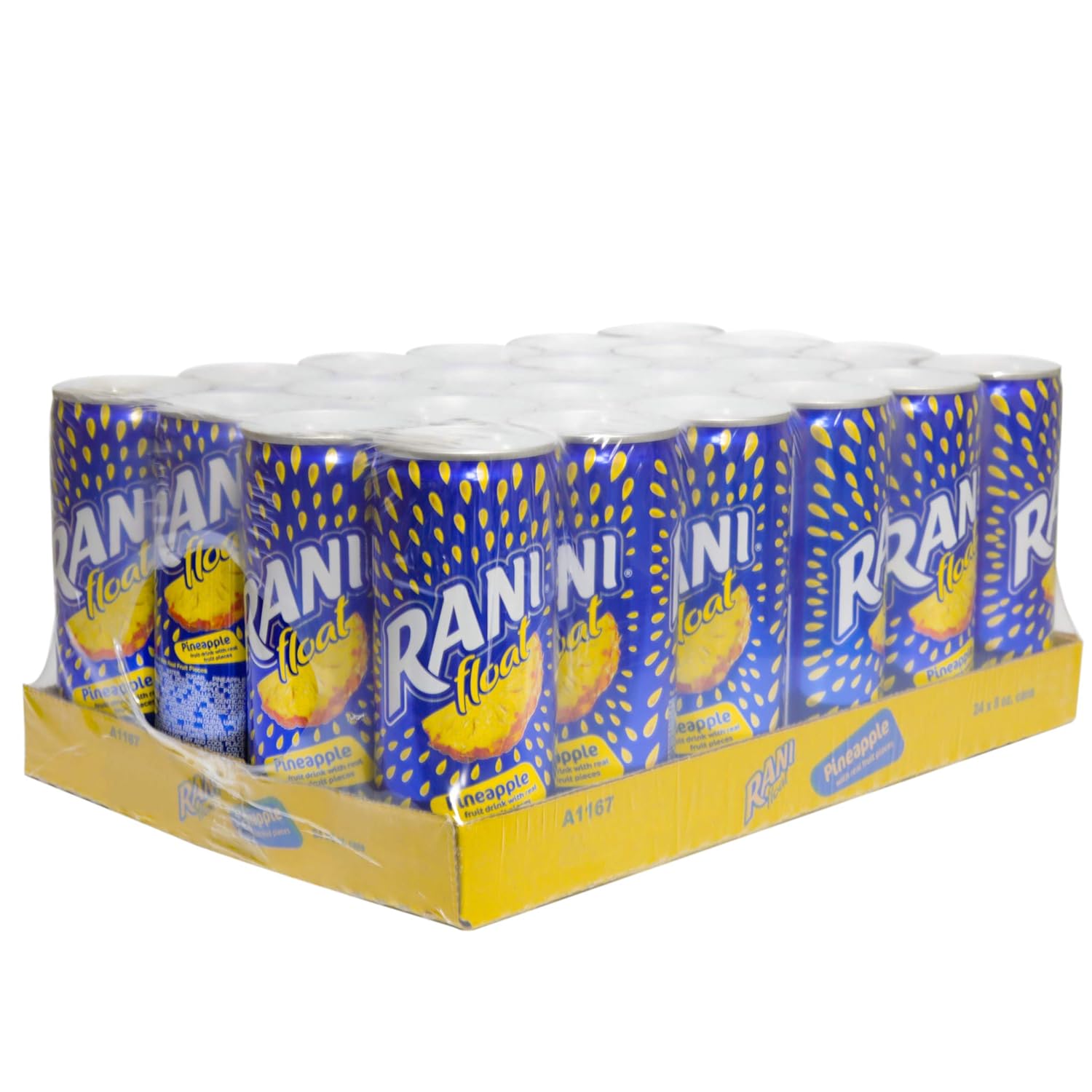 Rani Float Bebida de jugo de frutas, piña, importada de Dubai, hecha con piezas de fruta real, baja en azúcar, 8 onzas, paquete de 24