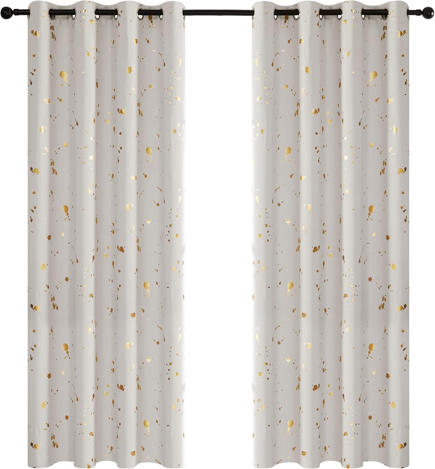 Cortinas opacas Deconovo para no dejar pasar el sol, con ojales, diseño de impresión dorada, para habitación