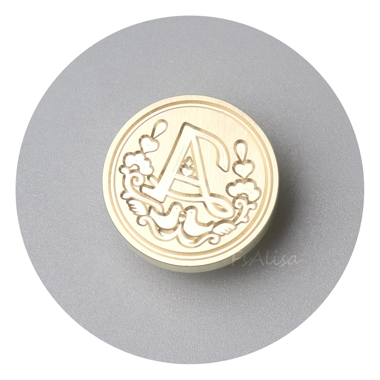 fsalisa Sello de cera con cabeza de sello del alfabeto, solo sin mango, cabeza de latón extraíble de 0.98 pulgadas, ideal para adornar tarjetas,