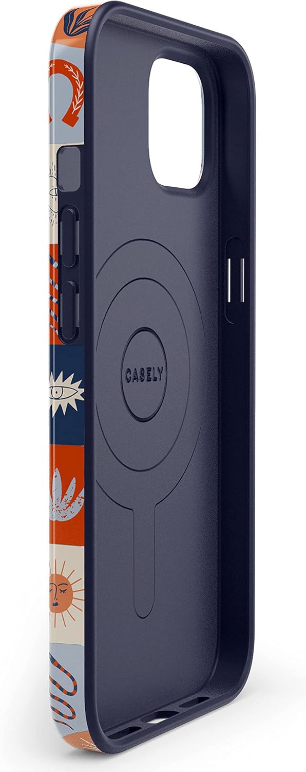 Casely Funda para iPhone 13  Compatible con MagSafe  Dirt Road Chic  Funda bohemia Western Squares