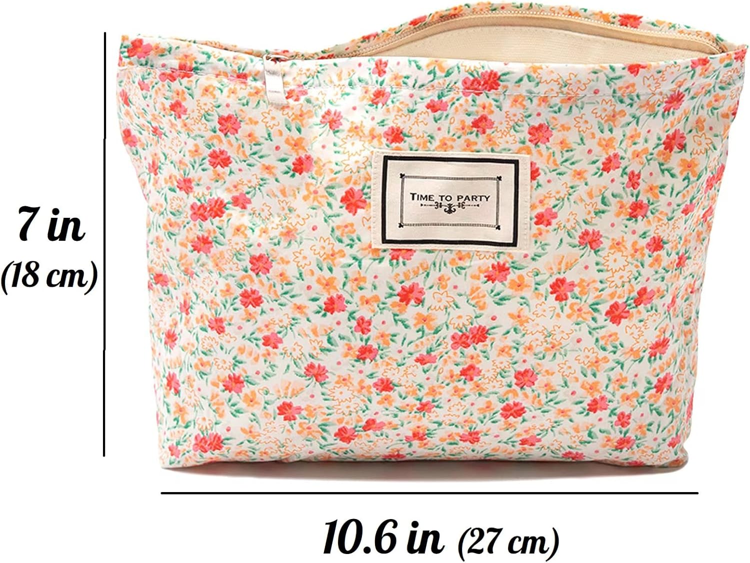 Aganmi Bolsa de maquillaje floral para mujer con cremallera, bolsas de cosméticos estéticas con forro de lona, bonitas bolsas de maquillaje de viaje