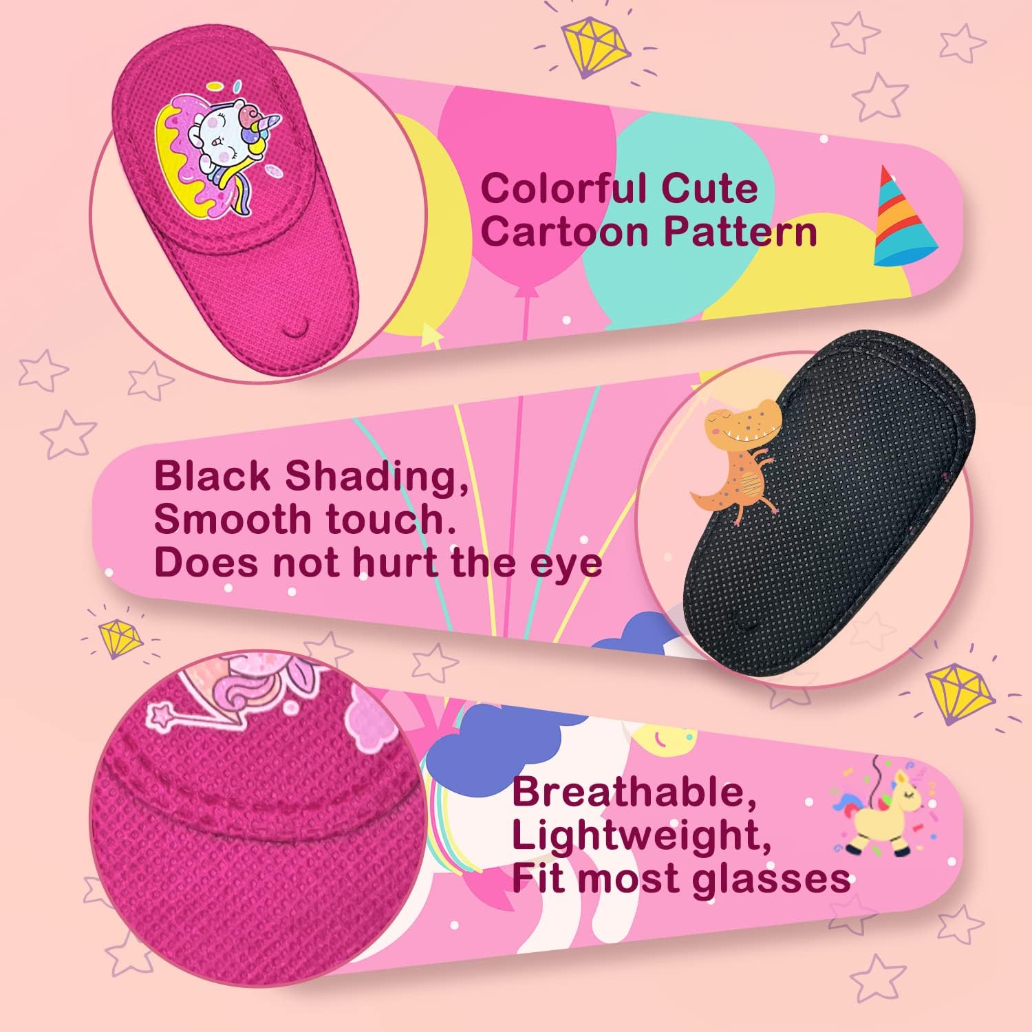 6 parches para ojos para niños y niñas, colorido y suave, parches para ojos perezosos para ojos izquierdos o derechos, más estilos (para cubrir el
