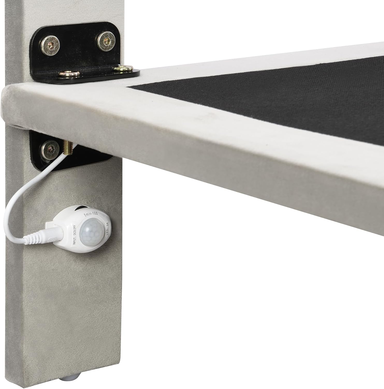 Merax Base de cama tapizada de terciopelo flotante tamaño Queen con sensor de luz y cabecero para adolescentes y adultos, color gris