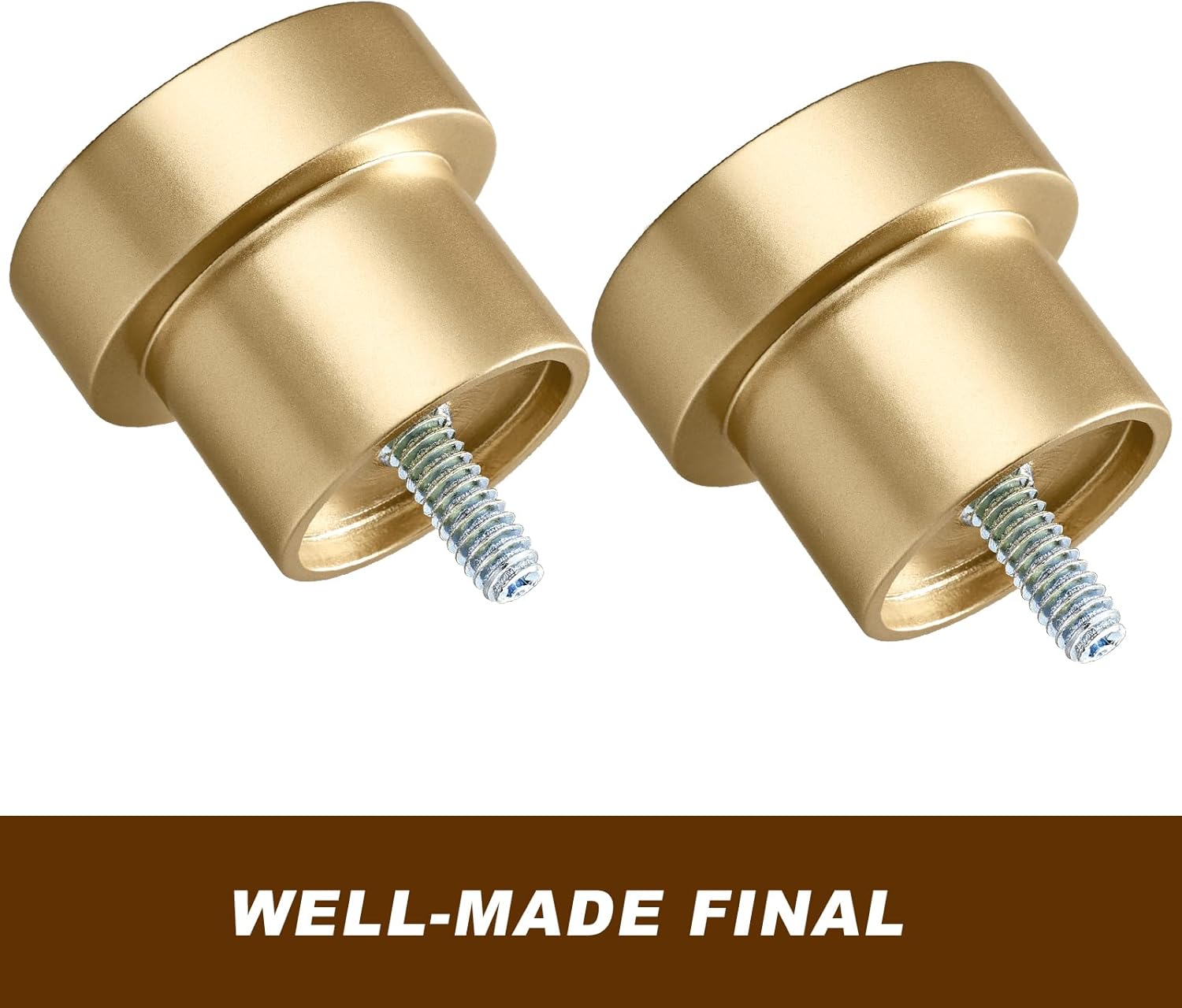 Briofox Barras de cortina de oro para ventanas de 66 a 120 pulgadas, barra de cortina ajustable resistente de 1 pulgada con remates decorativos