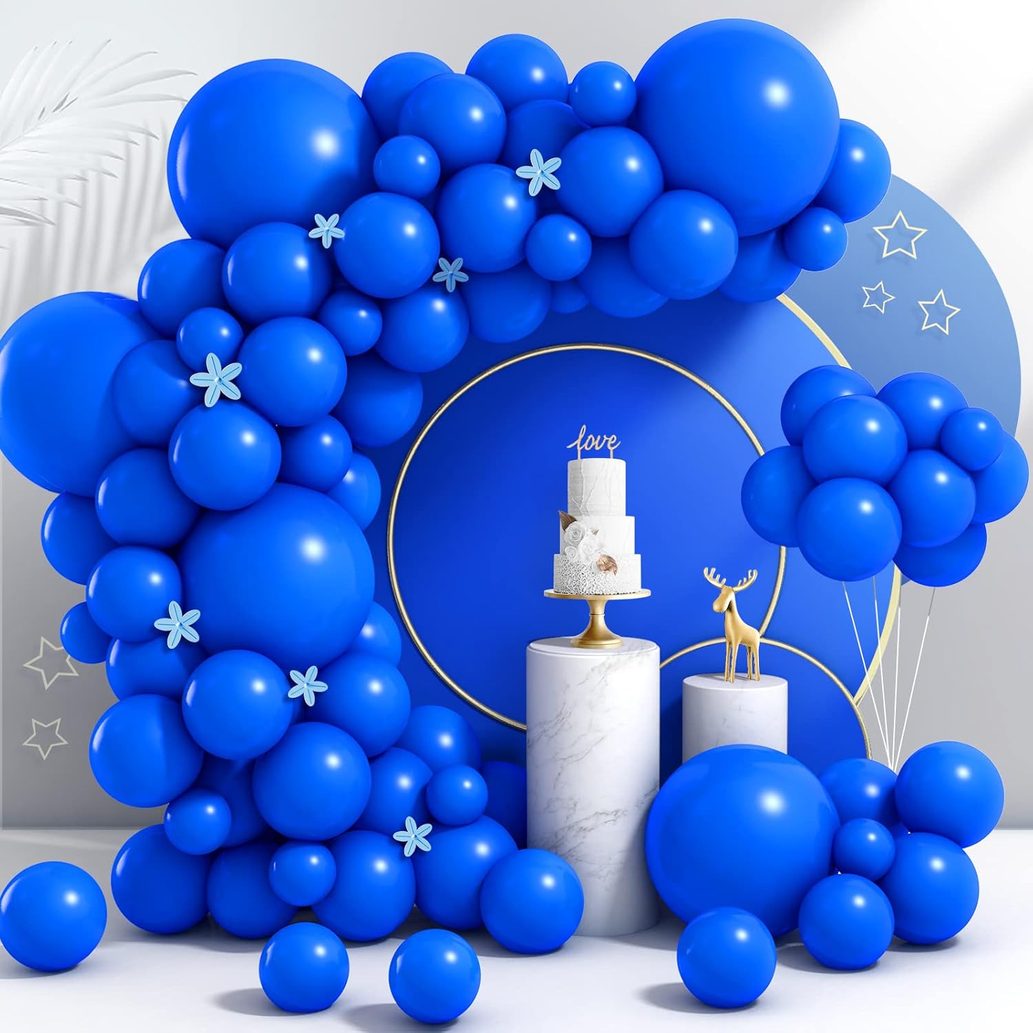 Globos de color azul real, 110 globos de fiesta de 1812105 pulgadas, kit de arco de globos de látex como globos de cumpleaños, baby shower, boda,