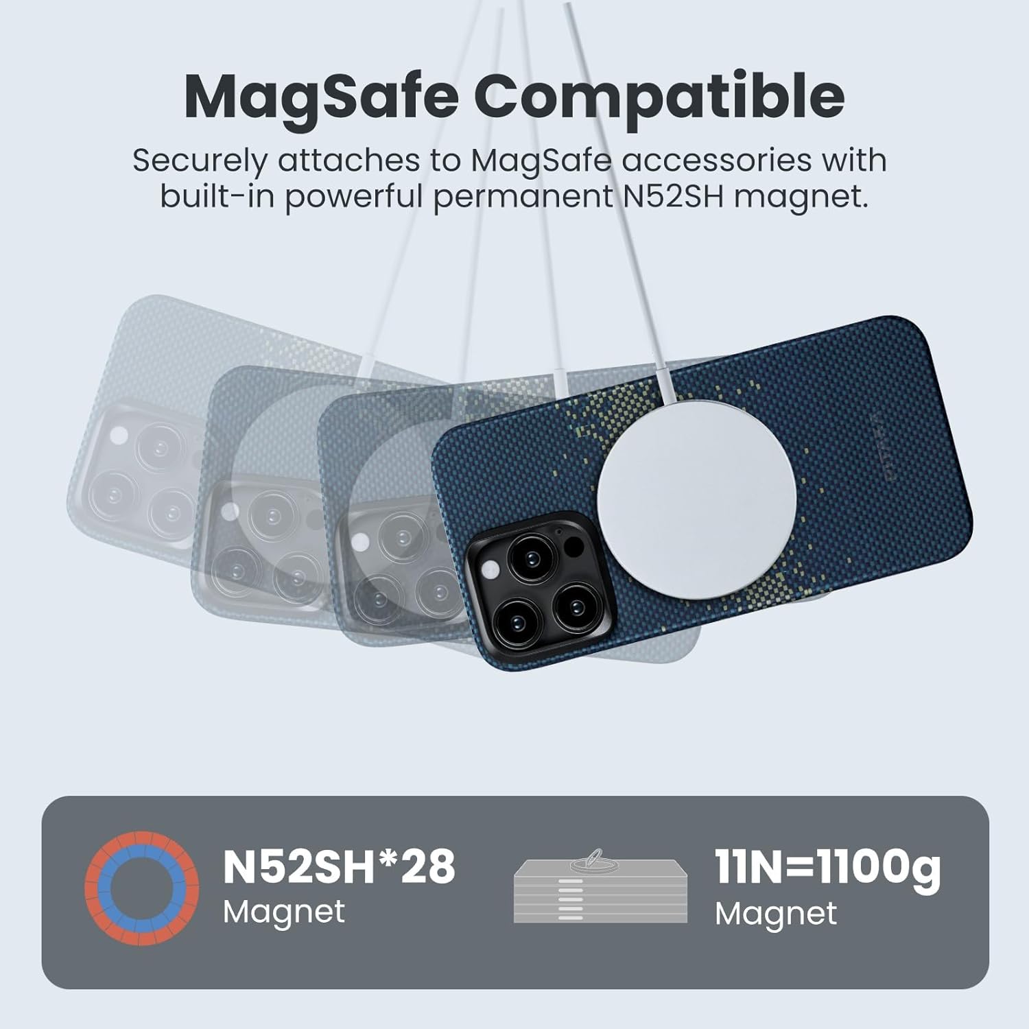 PITAKA Funda para iPhone 15 Pro compatible con MagSafe, funda delgada y ligera para iPhone 15 Pro de 6.1 pulgadas con una sensación táctil sin