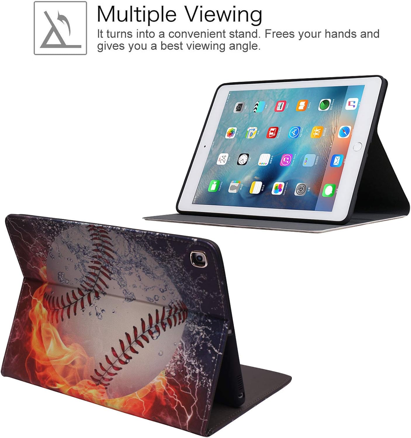 Nuevo iPad de 10.2 pulgadas (2019), iPad 7 generación de 10.2 pulgadas, funda protectora de cuero, soporte ajustable, funda inteligente de encendido