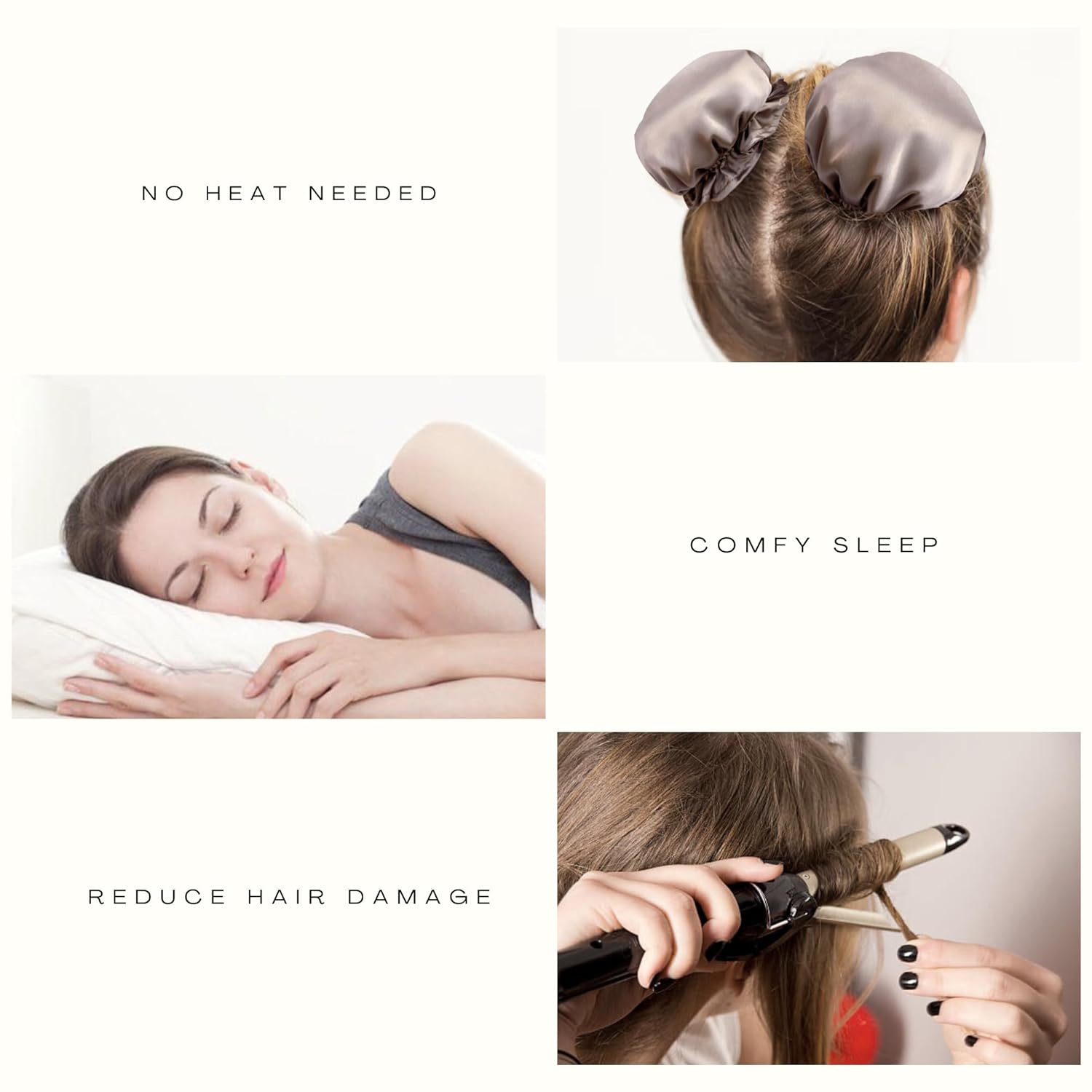 4 rizadores de pelo de seda sin calor, gorro de pelo sin calor para dormir, rulos sin calor para cabello largo y corto, herramienta de rizado de