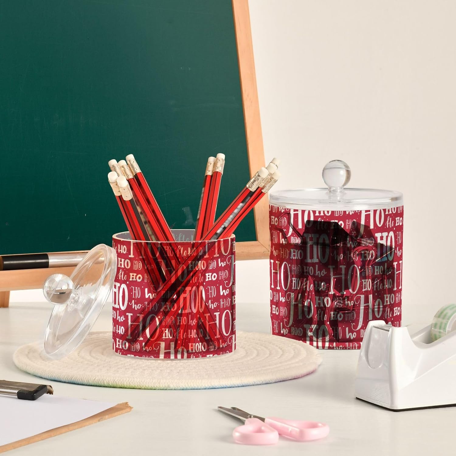 Tarros de Navidad con tapas, recipientes de baño, tarros decorativos para lavandería, contenedor de recogida de hilo dental para dormitorio,