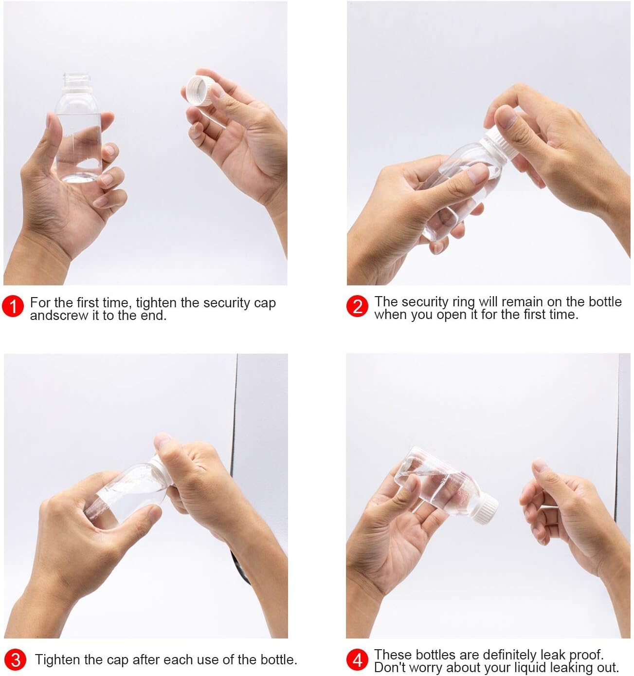 TrendBox – Mini almacenamiento de PET vacío transparente 3.4 fl oz3.53 oz100 cc botellas de plástico duro duradero tapa tapa tapa redonda relleno
