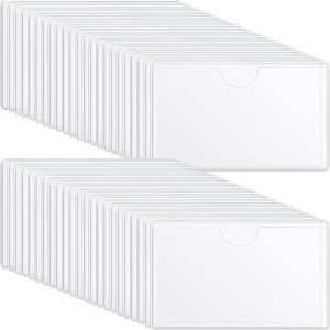 100 portatarjetas autoadhesivas para tarjetas de visita, soportes de etiquetas adhesivas de plástico transparente para contenedores de 100 portatarjetas autoadhesivas para tarjetas de visita, soportes de etiquetas adhesivas de plástico transparente para contenedores de