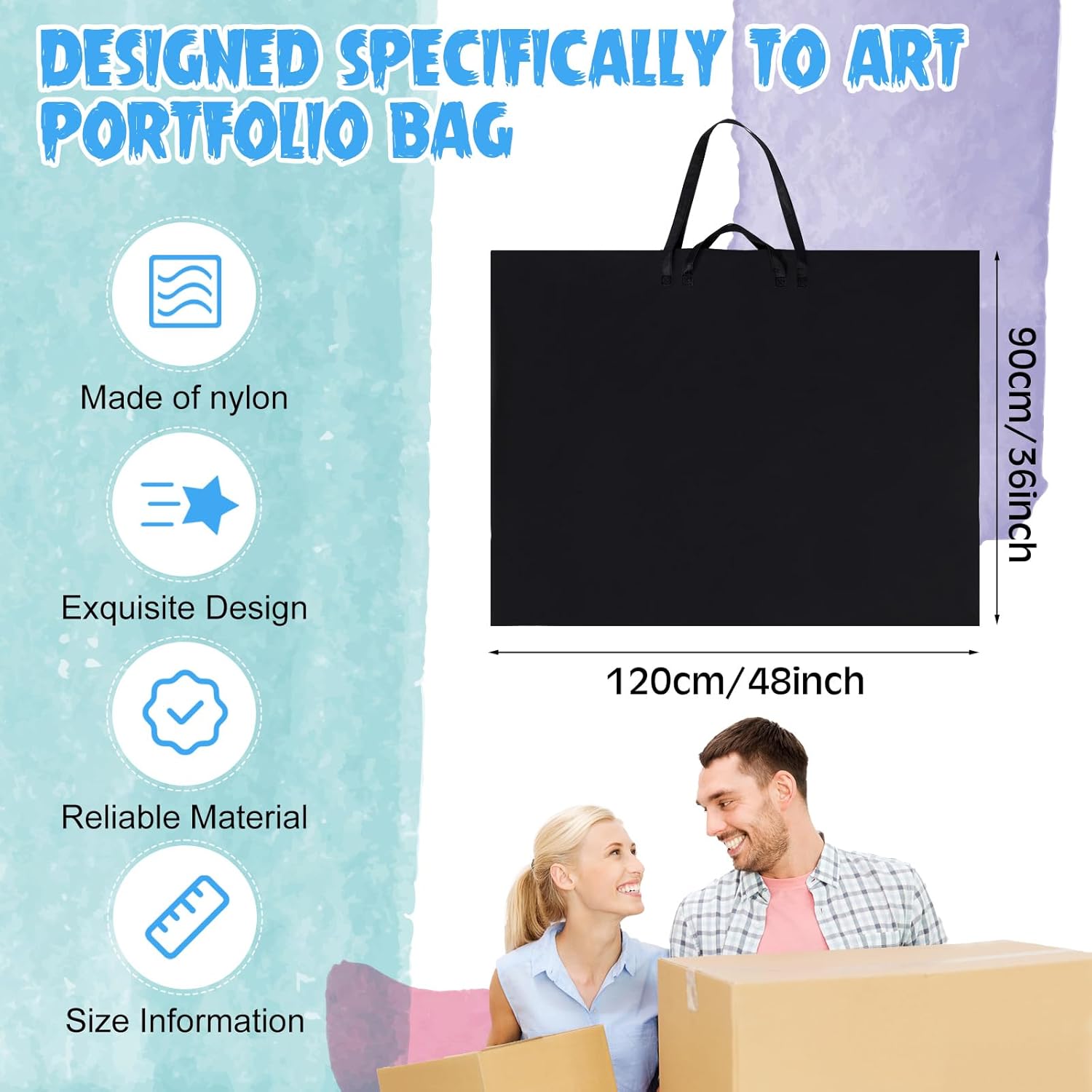 Abbylike Estuche de gran tamaño con hombro de nailon de 48 x 36 pulgadas, impermeable, para póster, portafolio de arte, bolsa de almacenamiento,