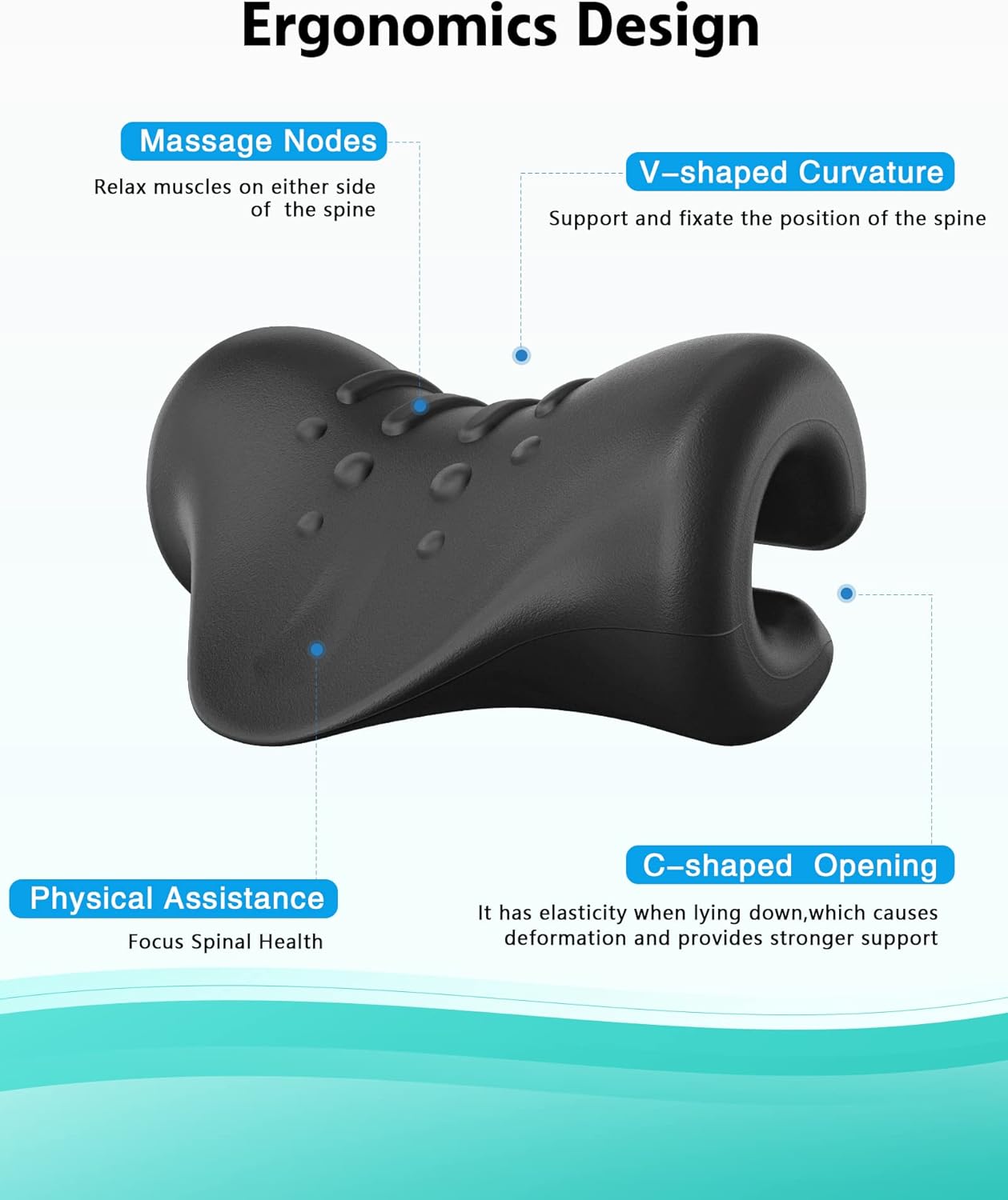 Relajante de cuello y hombros, dispositivo de tracción cervical para aliviar la fatiga y el dolor de cuello y hombros, almohada quiropráctica para