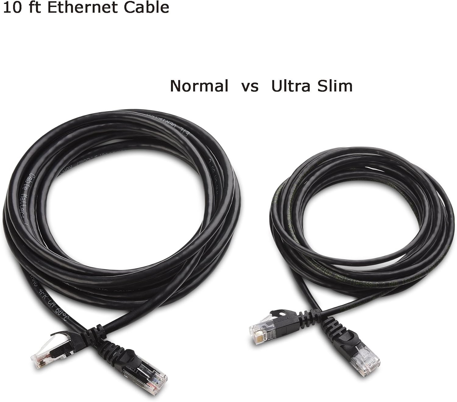 Cable Matters Cable Ethernet largo Cat6 ultra fino de 10 Gbps sin enganches de 50 pies (cable Cat6 delgado) en negro