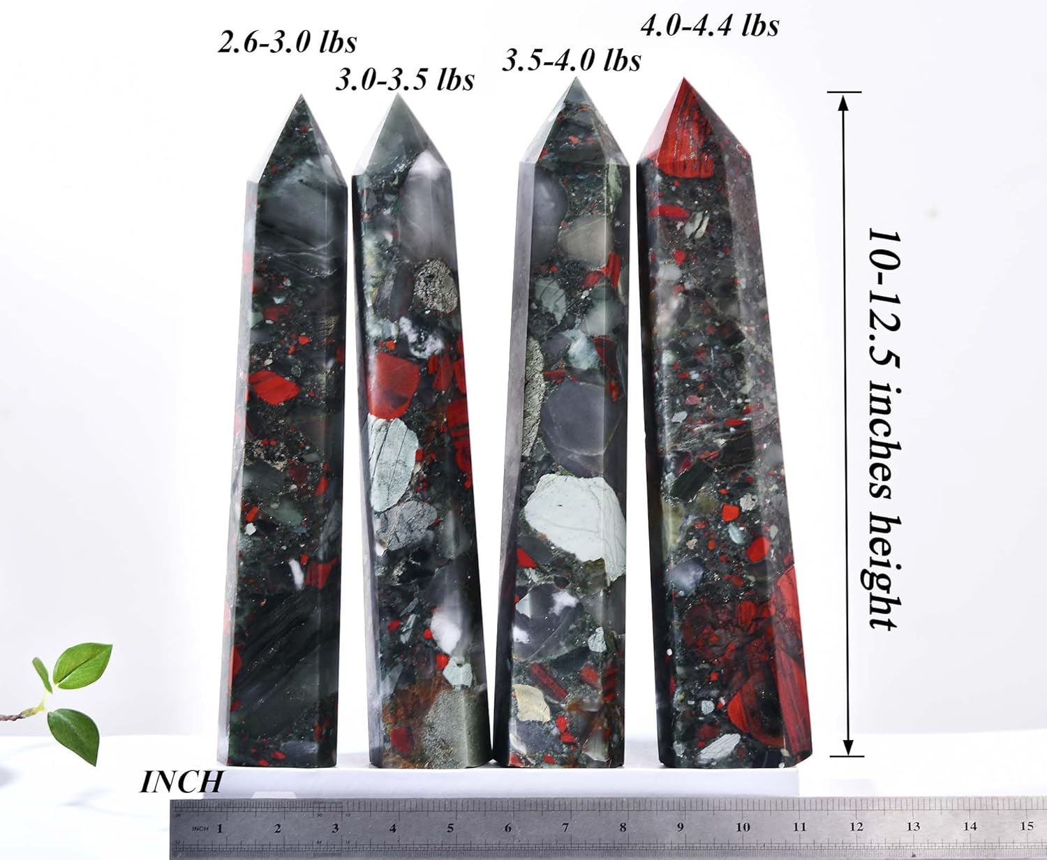 AMOYSTONE Torre de varita curativa de cristal curativo de obelisco africano extra grande, 6 columnas facetadas Reiki Chakra Meditación Terapia Rojo