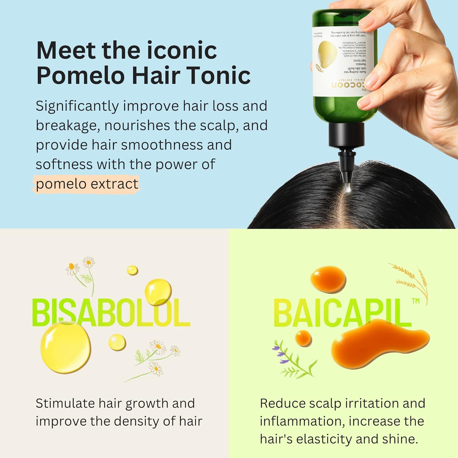 Cocoon Ultimate Hair Repair Set (SAVE 30%) 1x Pomelo Hair Tonic (4.7 fl oz), 1 champú pomelo (16.9 fl oz), 1 acondicionador de pomelo (16.9 fl oz),