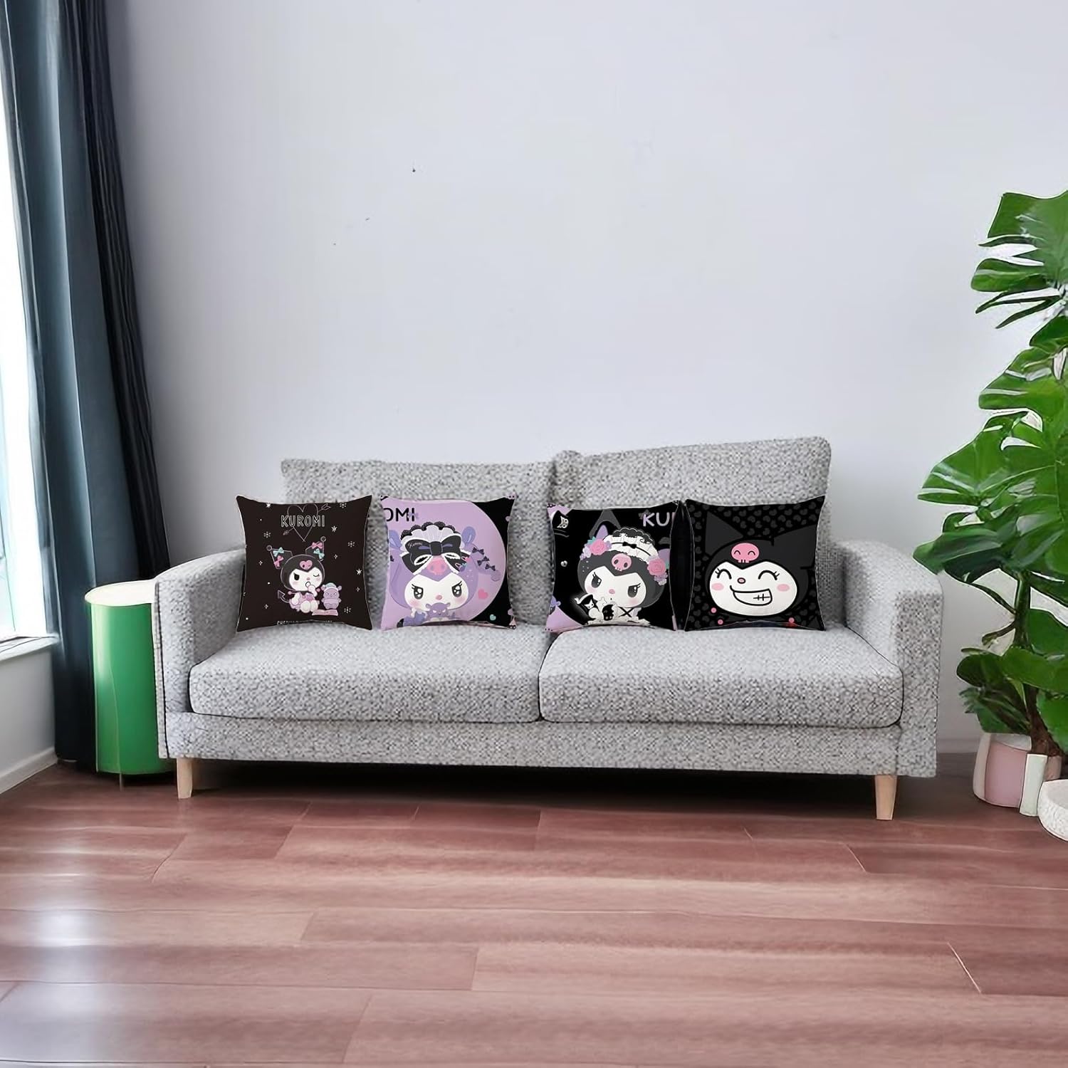 Educatgame Juego de 4 fundas de almohada Kawaii decorativas de anime de dibujos animados para cama y sofásofá, fundas de almohada de 18 x 18