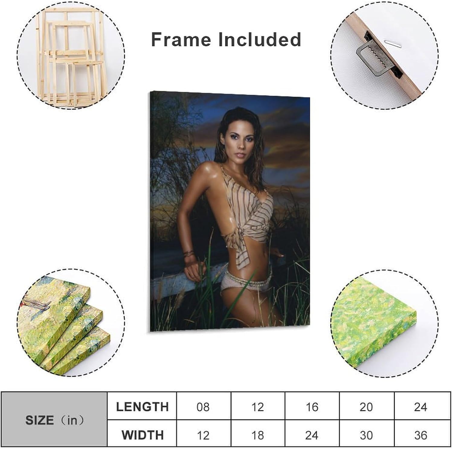 Póster artístico de Bonnie-Jill Laflin modelo caliente y sexy, pintura en lienzo, obras de arte, idea de regalo, estética, 08 x 12 pulgadas (7.9 x