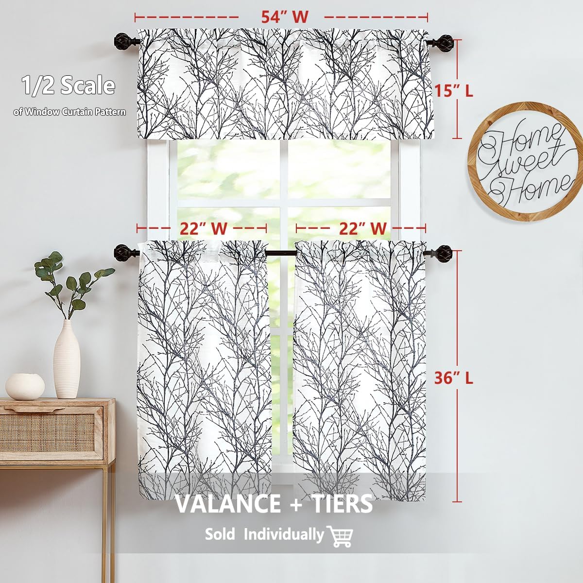 Fmfunctex – Cortinas semitransparentes con estampado de árbol
