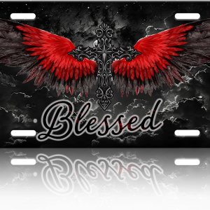 Placa de matrícula de aluminio con alas de ángel cristiano, novedad para decoración de automóvil, accesorio de decoración de automóvil, 6 x 12 Placa de matrícula de aluminio con alas de ángel cristiano, novedad para decoración de automóvil, accesorio de decoración de automóvil, 6 x 12