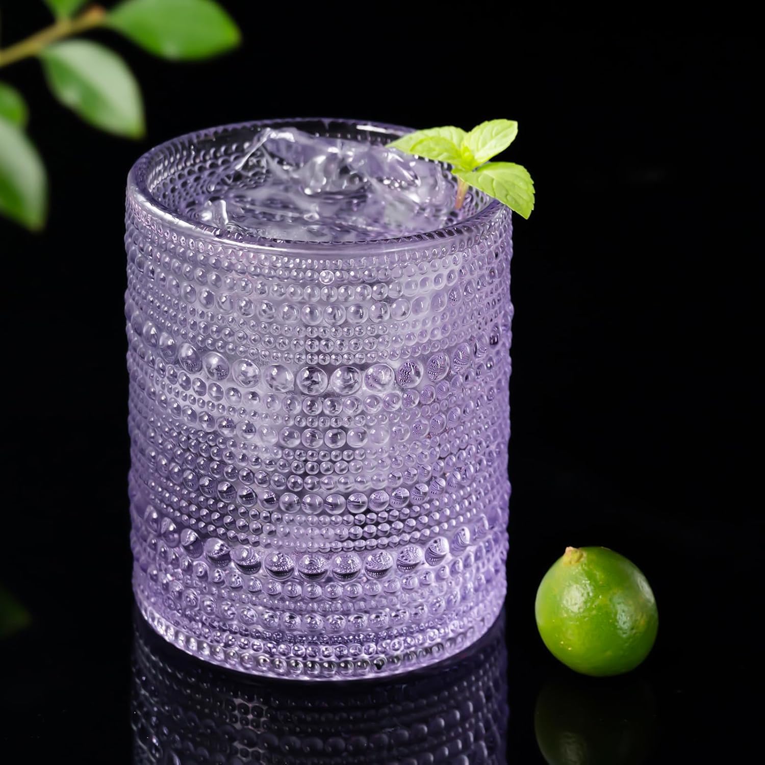 Paquete de 6 vasos para beber Hobnail de 10 onzas, vaso de vidrio moderno de 10 onzas, doble vidrio antiguo, cristalería de burbujas vintage