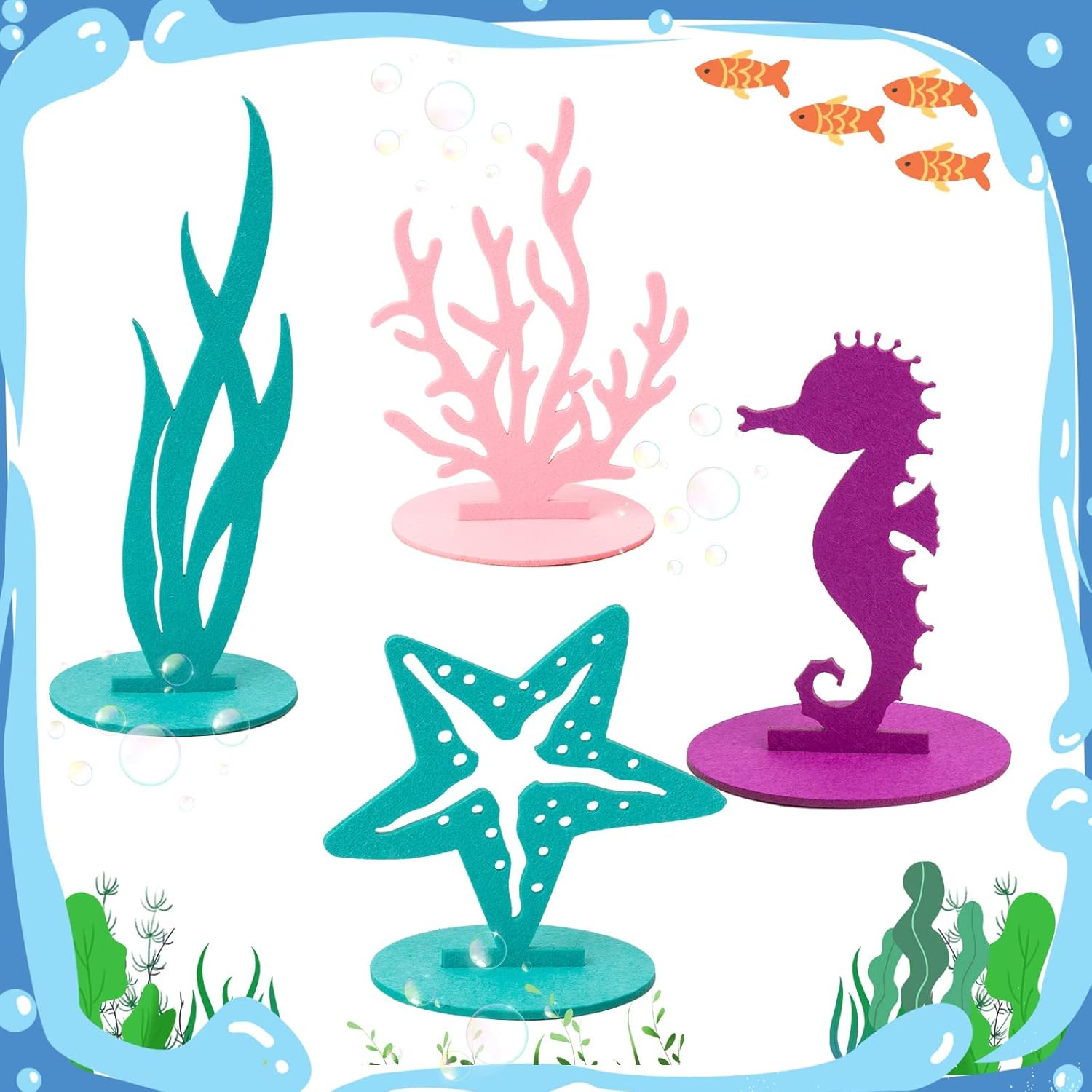 Paper Jazz 40 piezas de decoración de fiesta de sirena, centros de mesa de fieltro, recuerdos de fiesta de sirena para fiesta temática de sirena