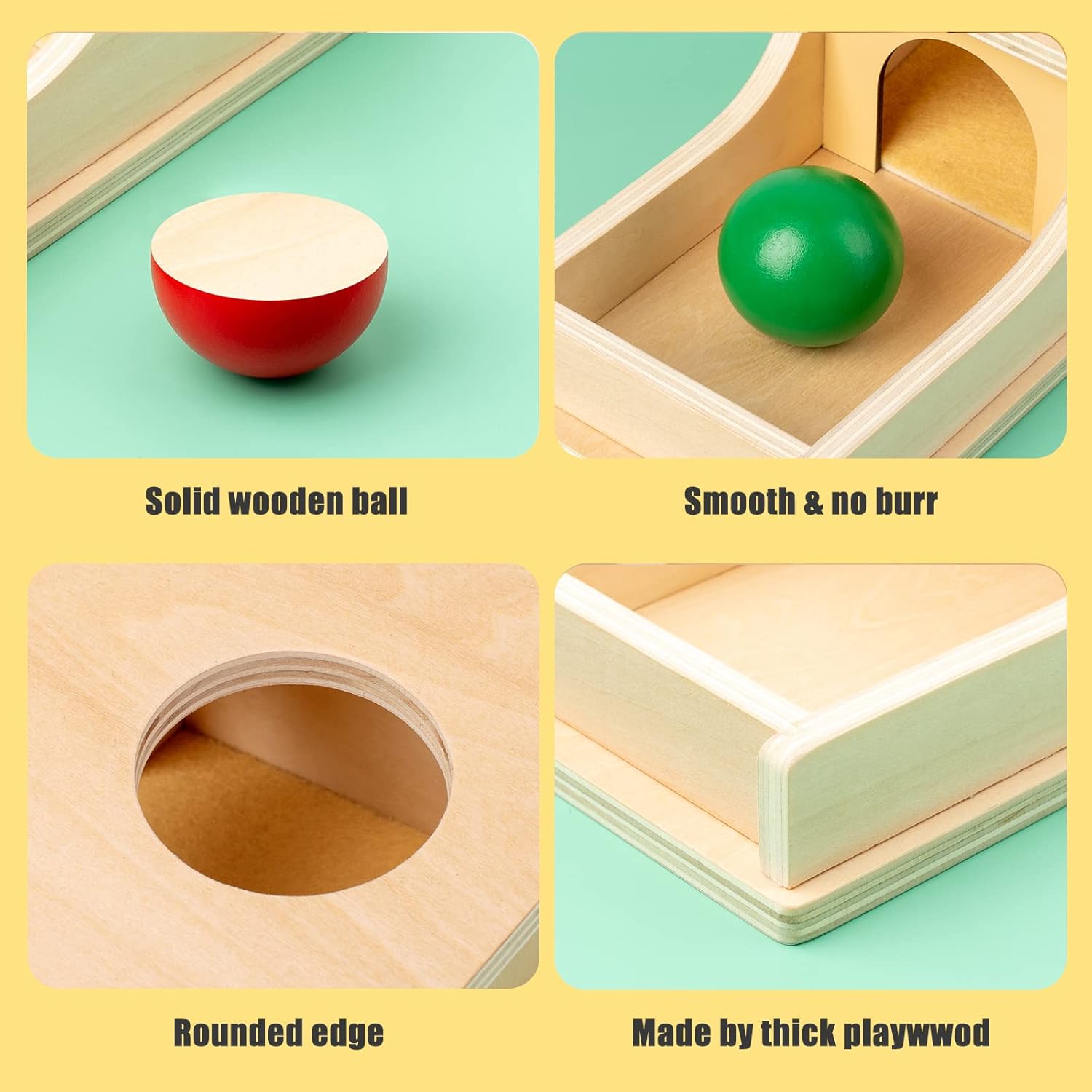 Busy edition Montessori Toys – Caja de permanencia de objetos de madera con sonido suave para bebés de 6 meses, 1, 2, 3 años, juguete para niños